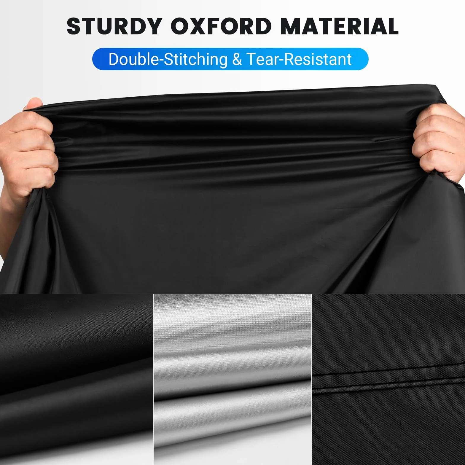 Favoto Funda para Moto Cubierta de Motocicleta 210D Oxford con Parabrisas Alto Tiras Reflectantes, Resistente a Agua Polvo Lluvia Viento Excrementos de Pájaros, 245x105x160cm Negro