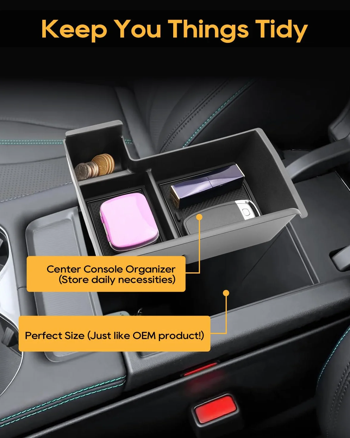 LFOTPP Compatible con BYD Seal U EV/DM-i 2024-2025 Caja de almacenamiento para consola central, reposabrazos central, guantera, bandeja organizadora con alfombrilla antideslizante