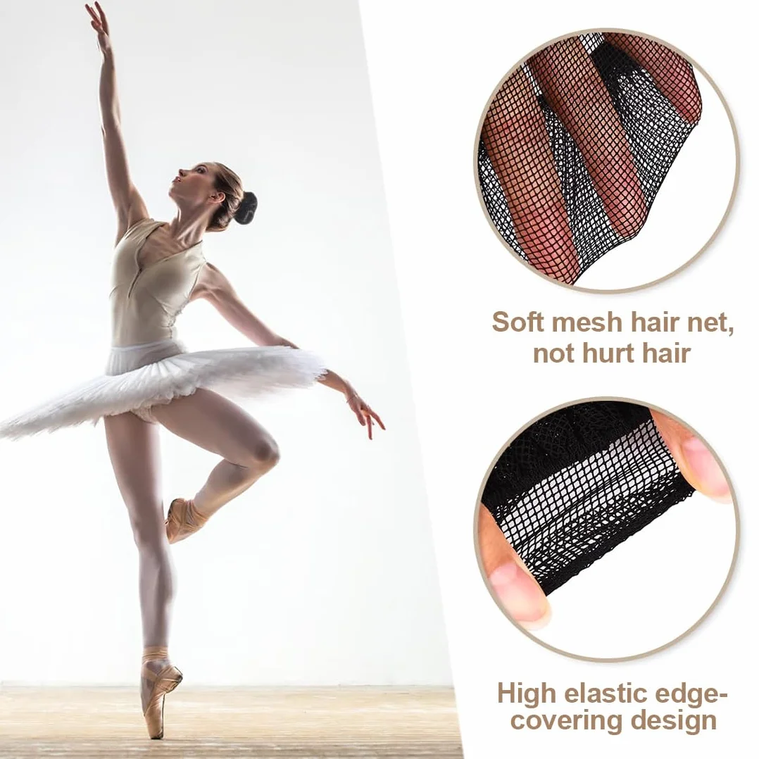 Redecilla para Cabello con Lunares 4 Piezas - Mallas Elásticas para Ballet y Baile