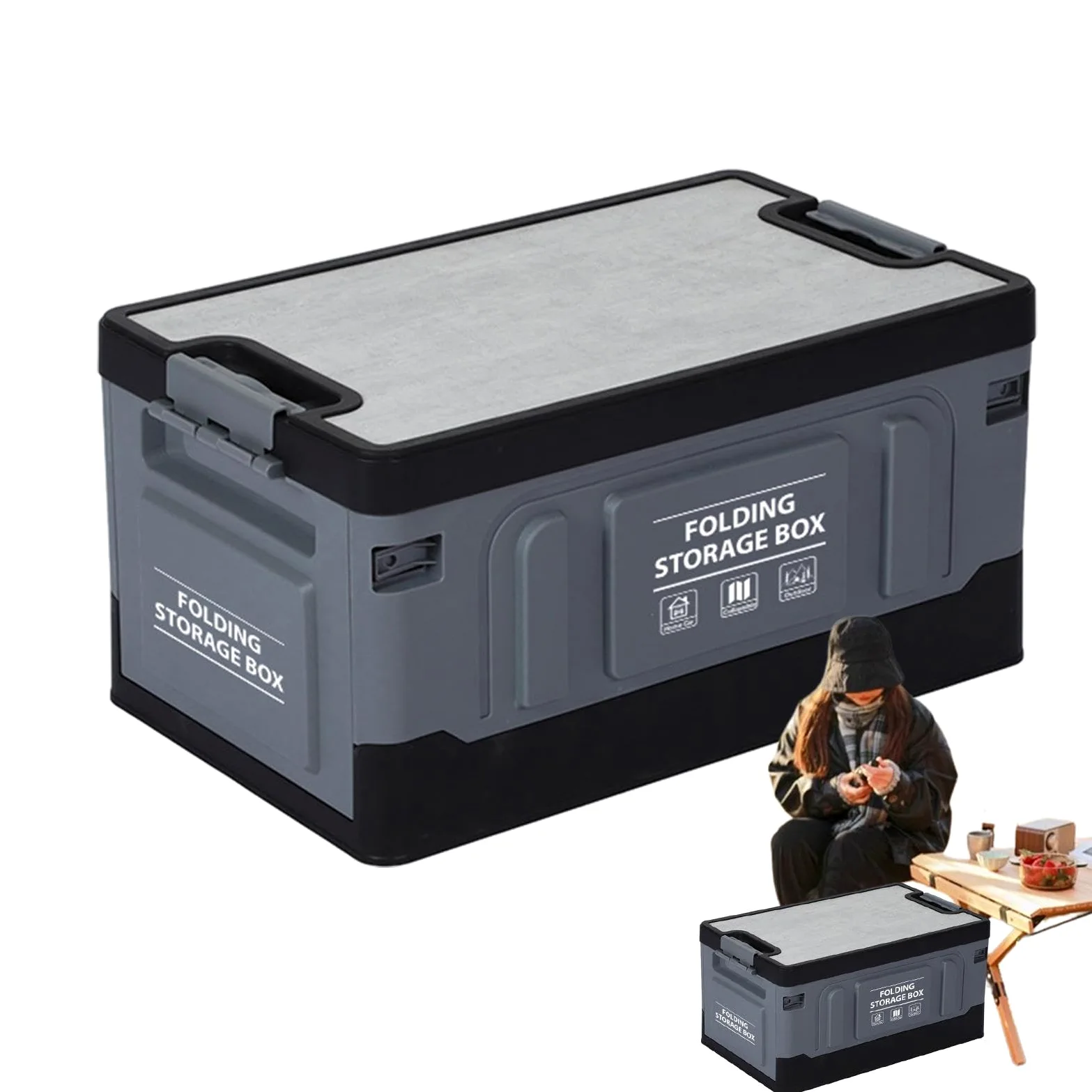 Caja de almacenamiento plegable para maletero, organizador de maletero, 60 L, impermeable, maletín plegable | Maletín de almacenamiento para viajes por carretera para herramientas de camping, ropa, | 60 L, impermeable, maletín plegable | Maletín de almace