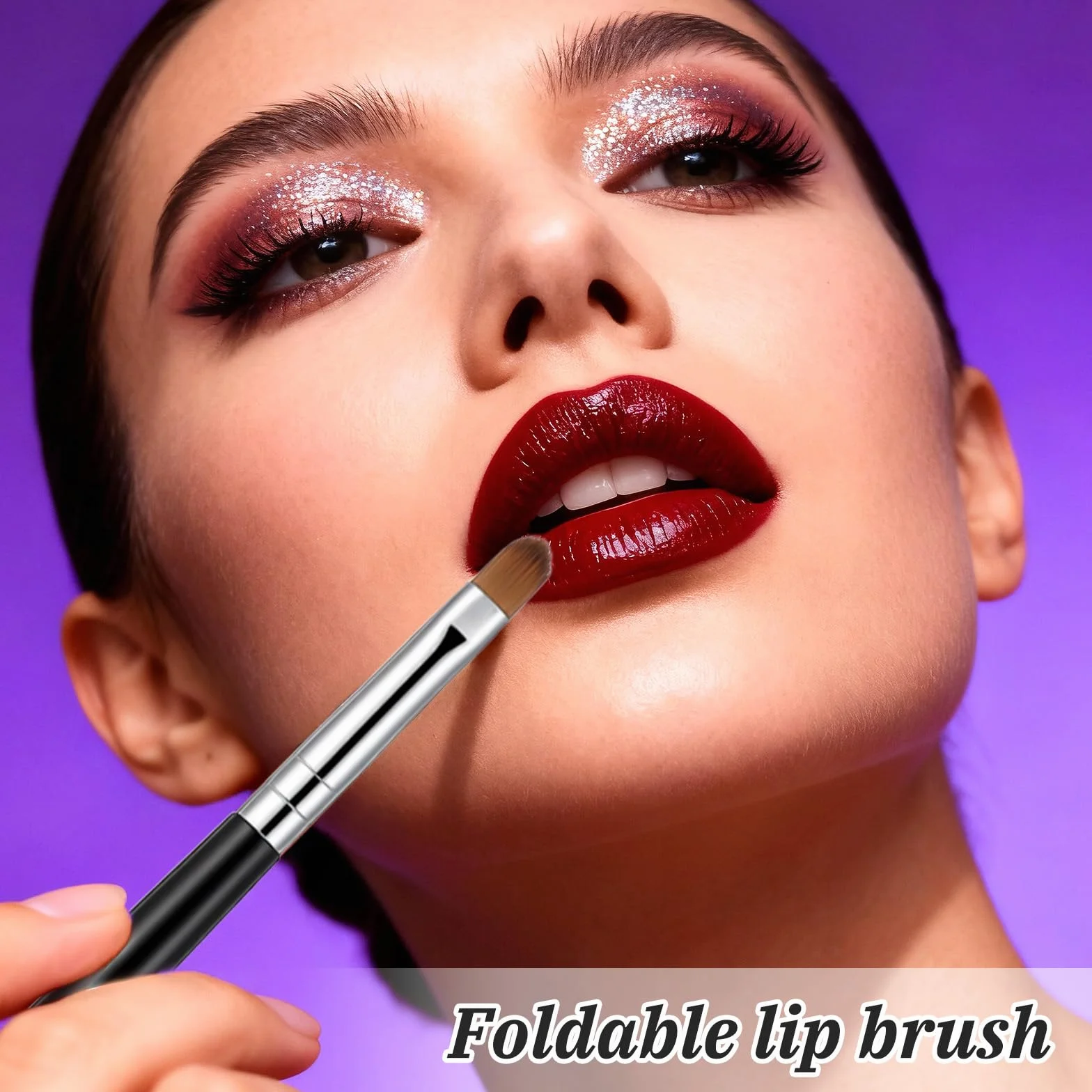 Pinceles de labios retráctiles plateados para pintalabios de viaje