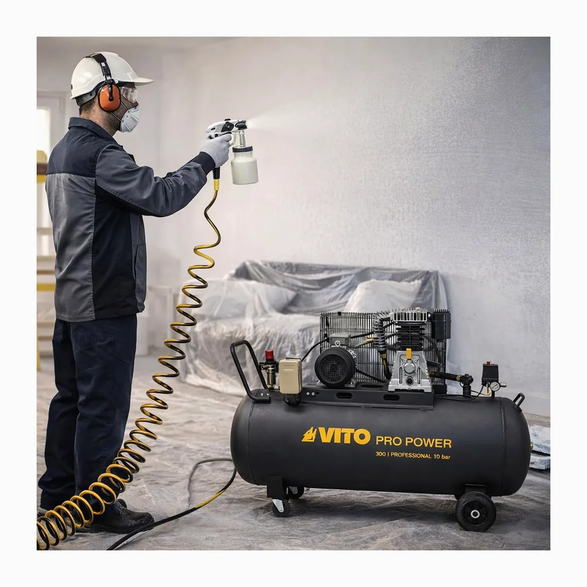 VITO - Compresor de aire 300L 10 Bar 4000W 5.5CV 500L/min - Compresor de taller para herramientas neumáticas pintura inflado 380V | Compresor de taller, Para herramientas neumáticas, Pintura, Inflamación