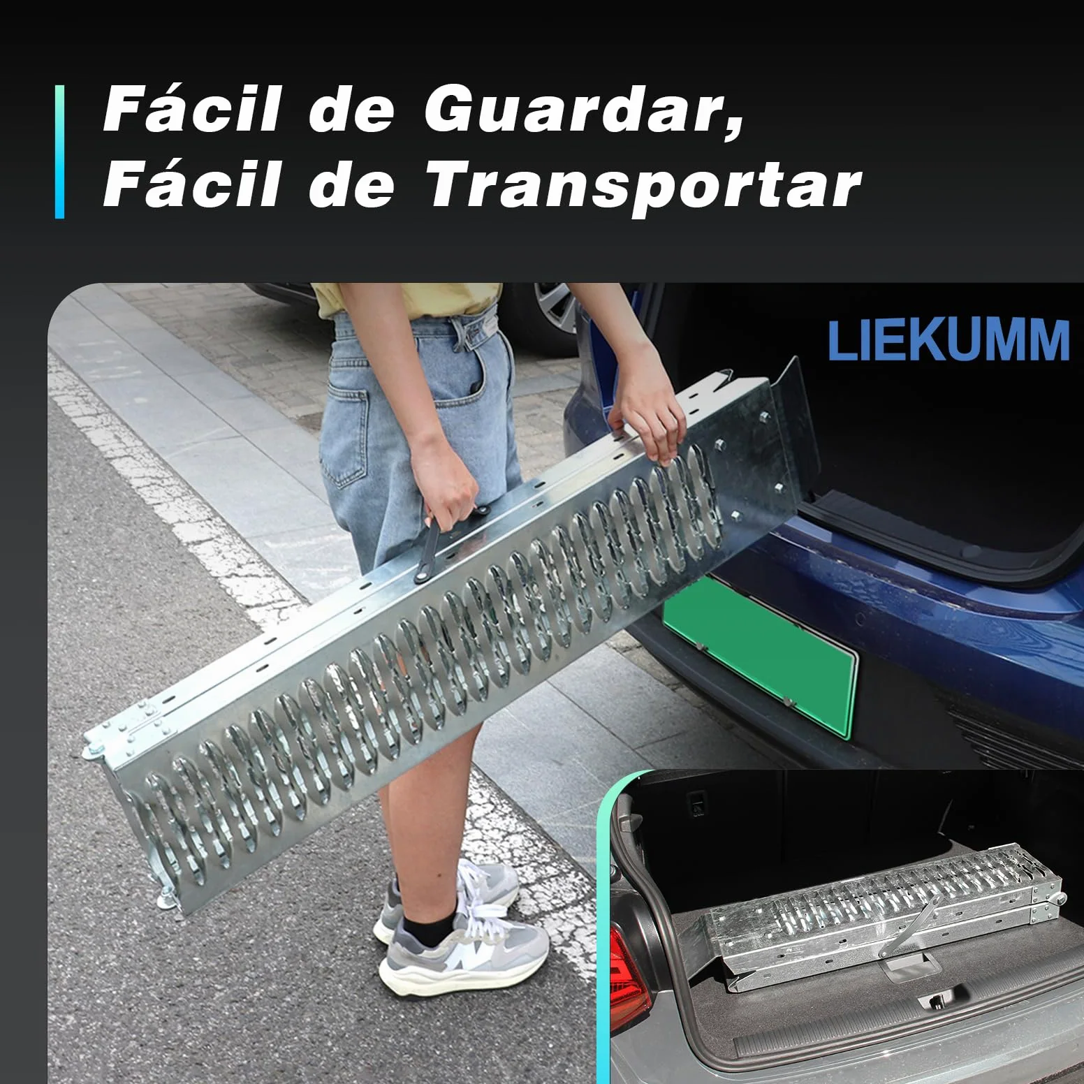 LIEKUMM Rampas de Carga, 170 x 22 cm Rampa de Acceso, Capacidad 440 kg Rampa Moto, Plegable Rampa para ATV, quadbike, Scooter, cortacésped, Motocicleta, 2 Paquetes