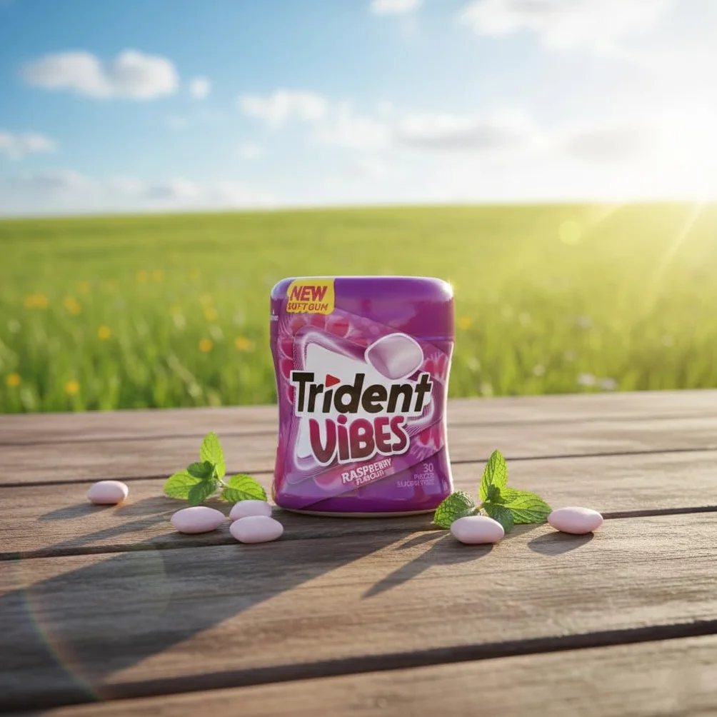 Chicles Vibes Sabor Hierbabuena Menta y Frutos Rojos Sin Azúcar Box 6 unidades