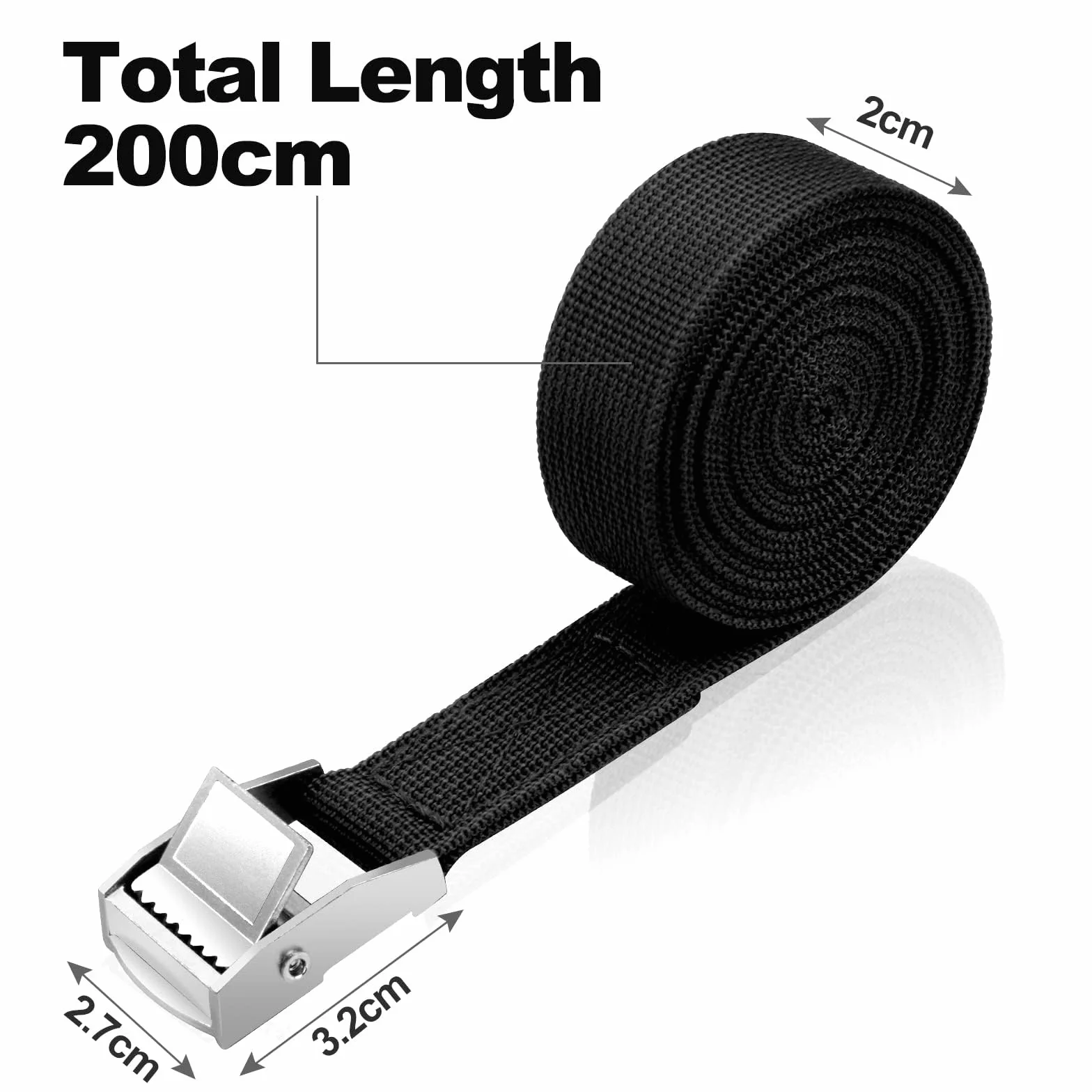 4 Pcs 180kg Cinchas Correa de Amarre Rapido Hebilla para Baca Coche 2M Negro