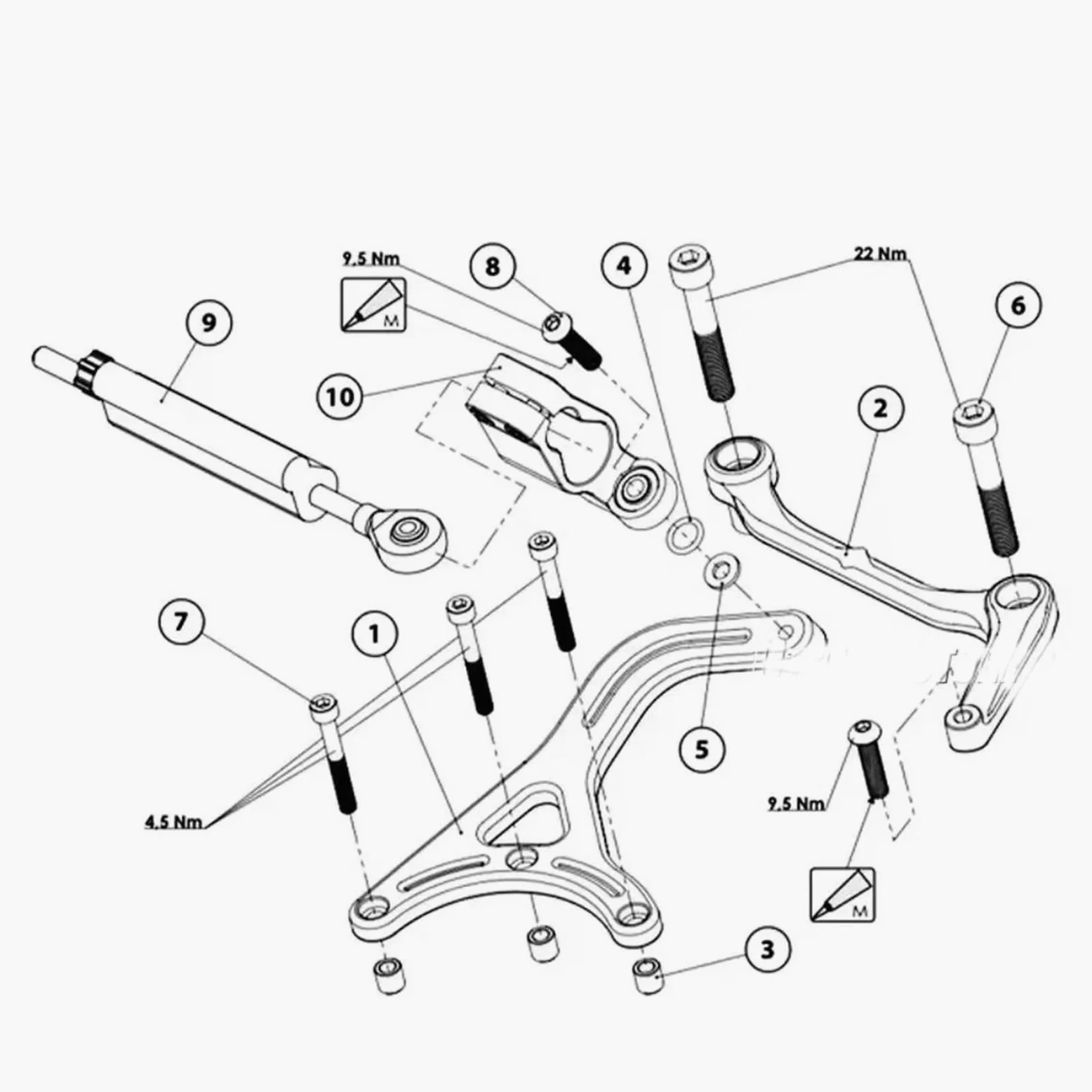 Pieza de Motocicleta Kit De Soporte para Ducati Multistrada V4 RS 2024 Amortiguador Estabilizador Dirección(Silver)