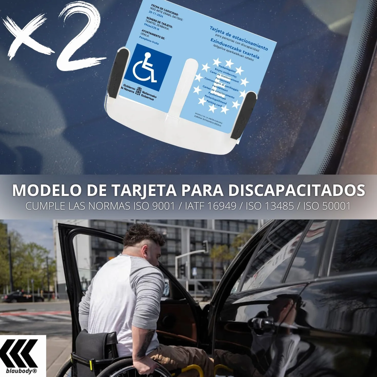 Soporte Tarjeta Minusvalido Coche x2 Pegatinas para Coche de Minusvalidos Resistente Pegatina Distintivo Ambiental DGT - Portadocumentos Funda Soporte Itv - Accesorios Interior Gadgets Holder Car