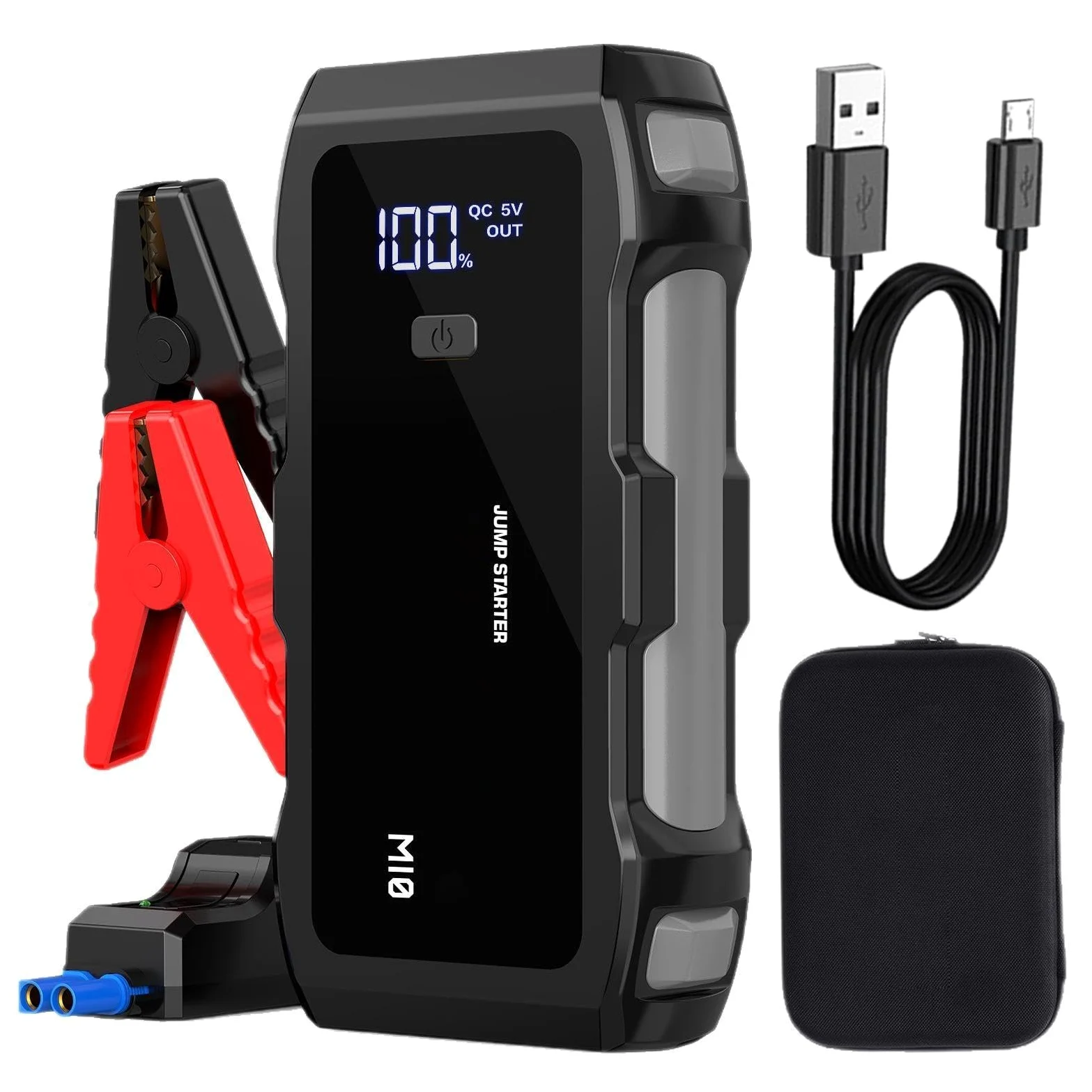 Arrancador de batería portátil, 8000 mAh, 12 V, paquete de refuerzo para sedanes y SUV, fuente de luz de emergencia de 3 modos, fuente de alimentación para motos de nieve y tractores
