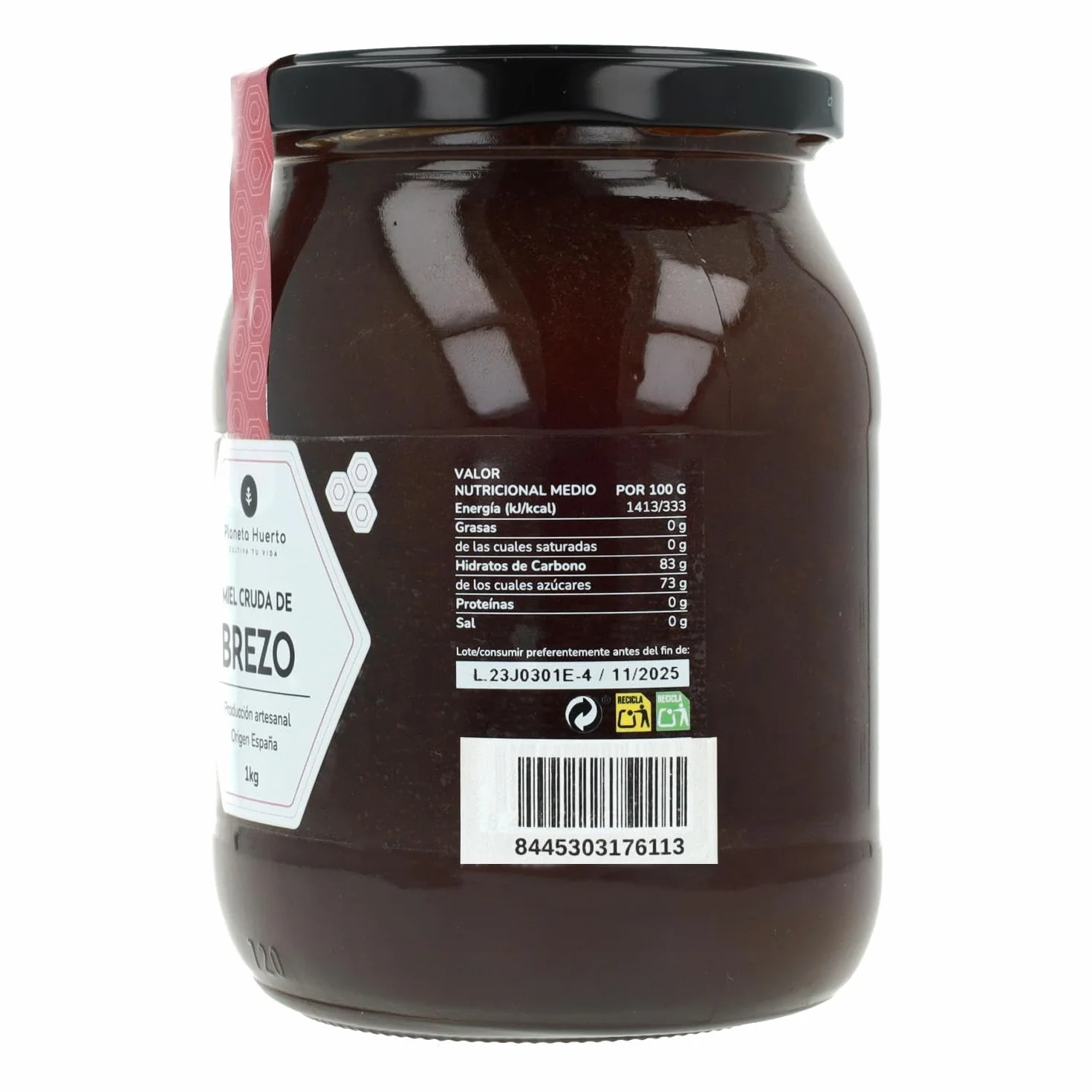 Miel Cruda de Brezo 1 Kg 100% Natural - PLANETA HUERTO, Sin Filtrar, Origen España