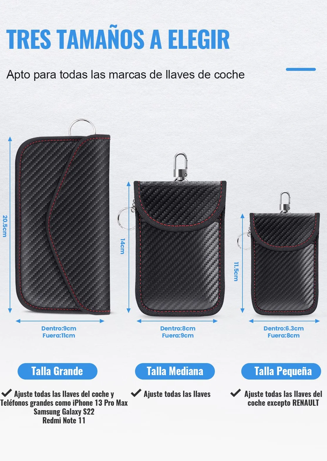 lanpard 2PCS Mini Bolsa Faraday para Llaves de Coche, Funda Bloqueo de Señal de Seguridad Anti RFID/WiFi/gsm/LTE/NFC Protección Antirrobo (Fibra de Carbono)