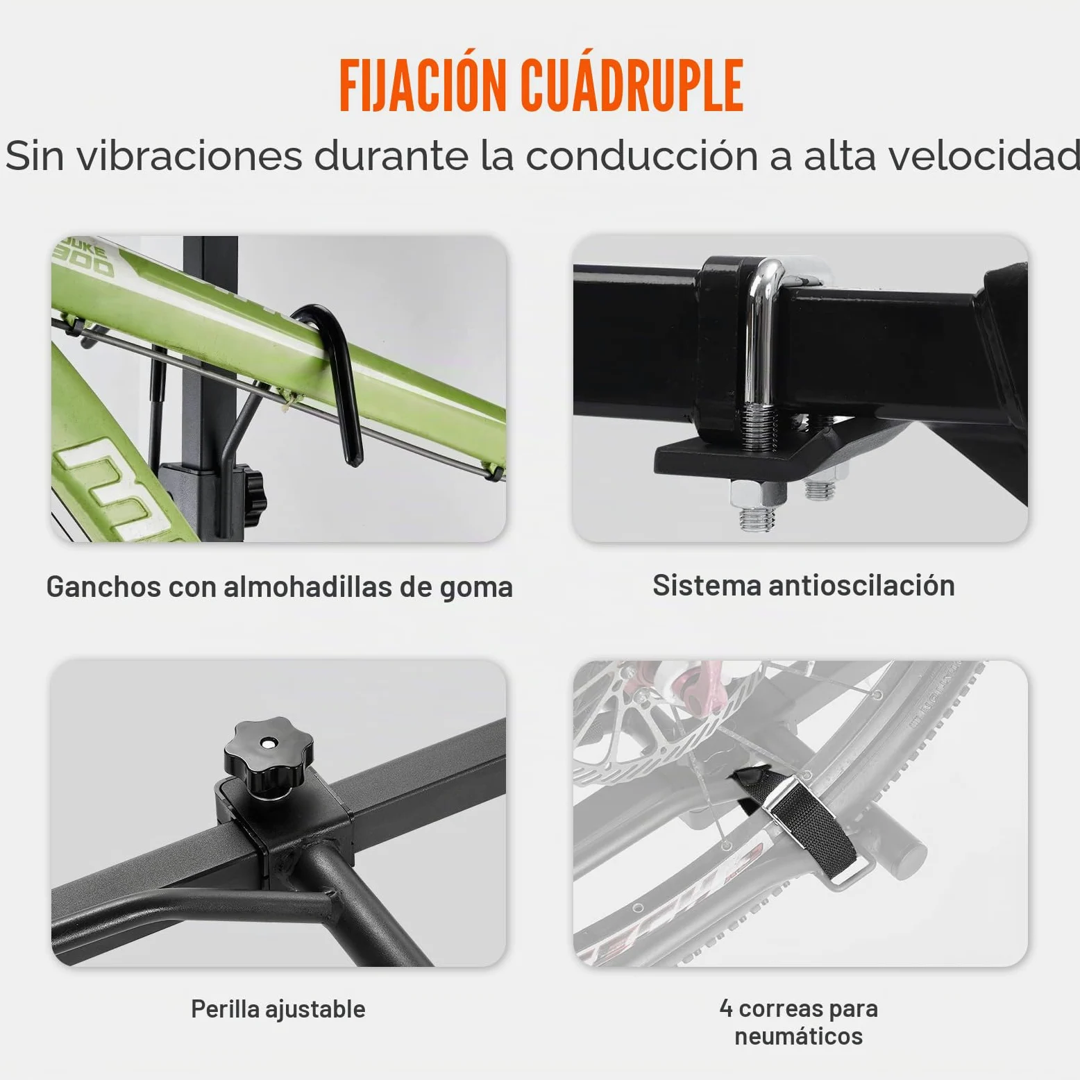 VEVOR Portabicicletas para 2 Bicicletas Portaequipajes con Enganche Capacidad de Carga Máxima de 36 kg Compatible con Receptores de 30/51 mm para Coches SUV Autocaravana Camión Viajes Desplazamientos