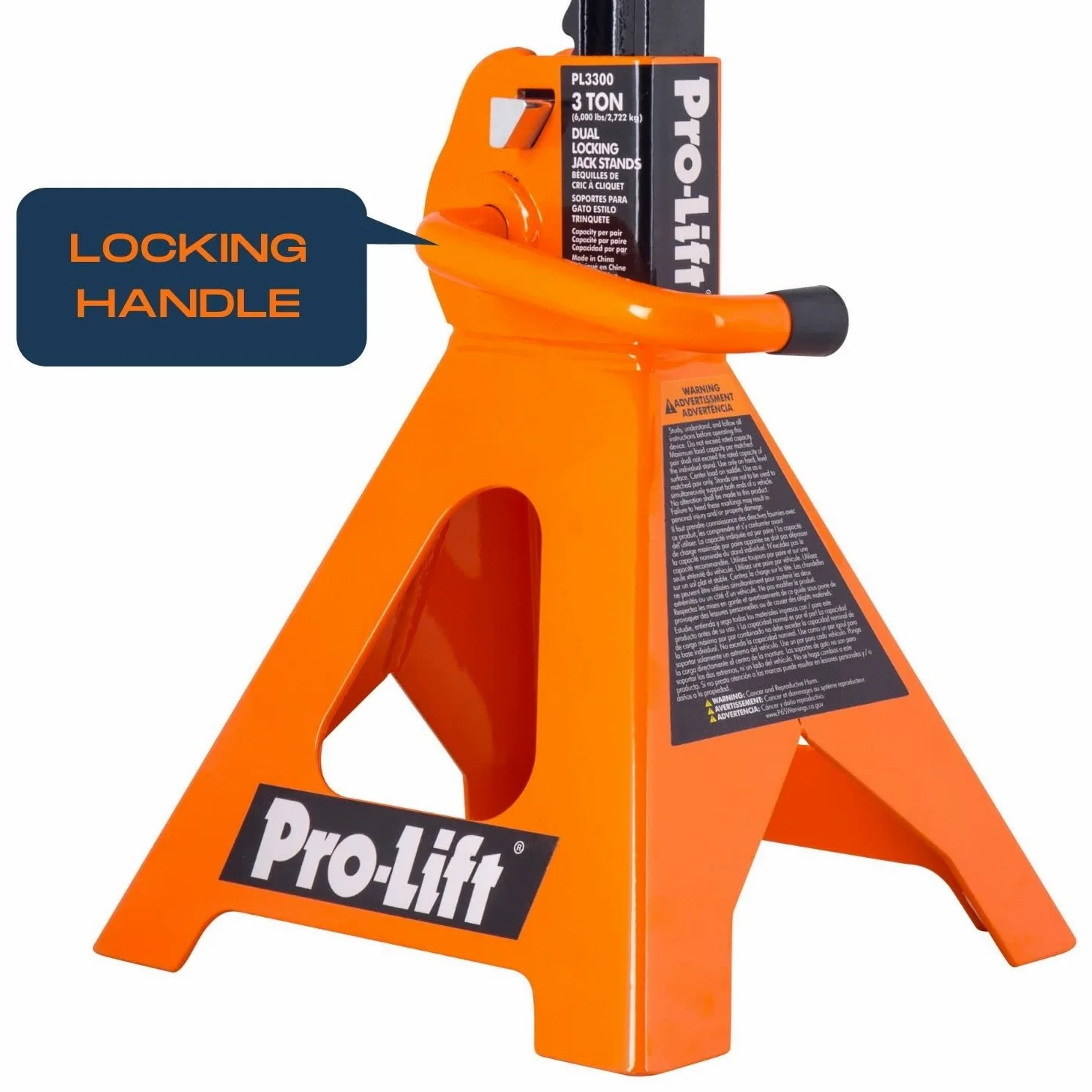 Pro-LifT PL3300 - Soportes de Gato Resistentes para Coche, 3 toneladas en par con pasadores Dobles, Bloqueo de Mango y Pasador de Movilidad para Mayor Seguridad, Ideal para Taller de reparación de