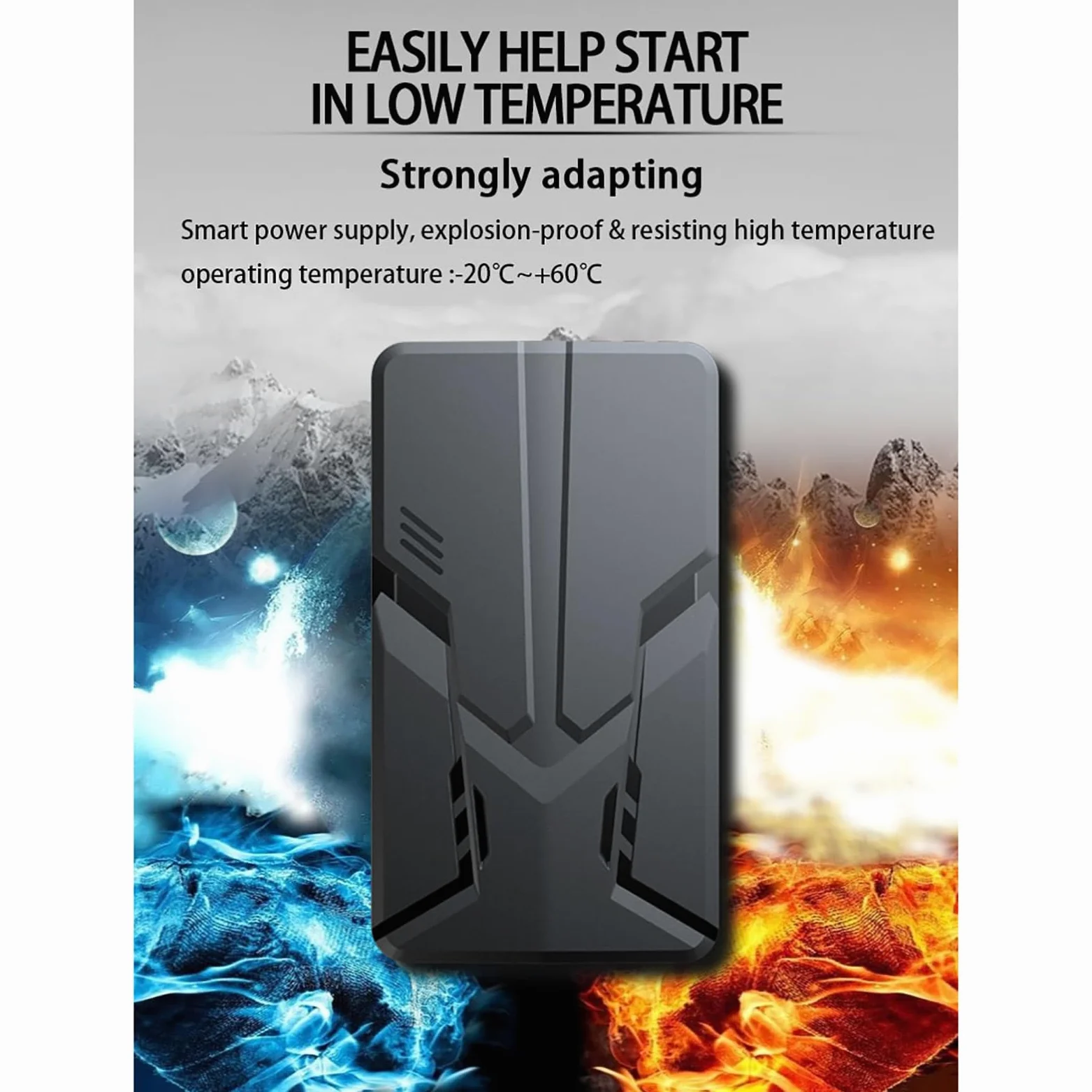 Arrancador de Batería de Coche, Potenciador de Arranque de Emergencia, Caja de Salto Automático de 12V con Luz LED y Clip Inteligente, Potenciador de Batería Portátil
