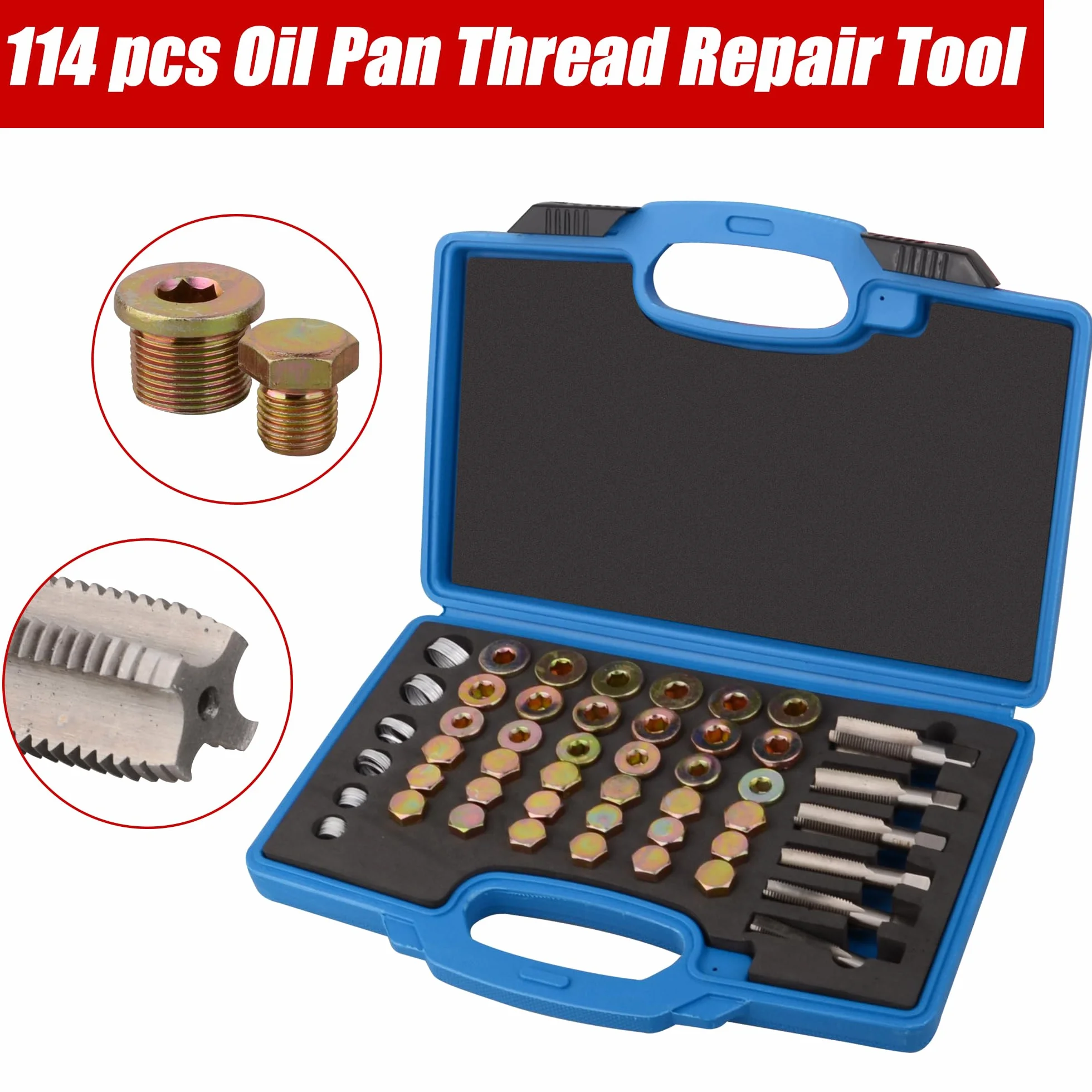 DAYUAN 114 piezas Kit de reparación de rosca para tanque de aceite con tornillos de drenaje M13 x 1,25 | M13 M15 M17 M20 M22 x 1,5