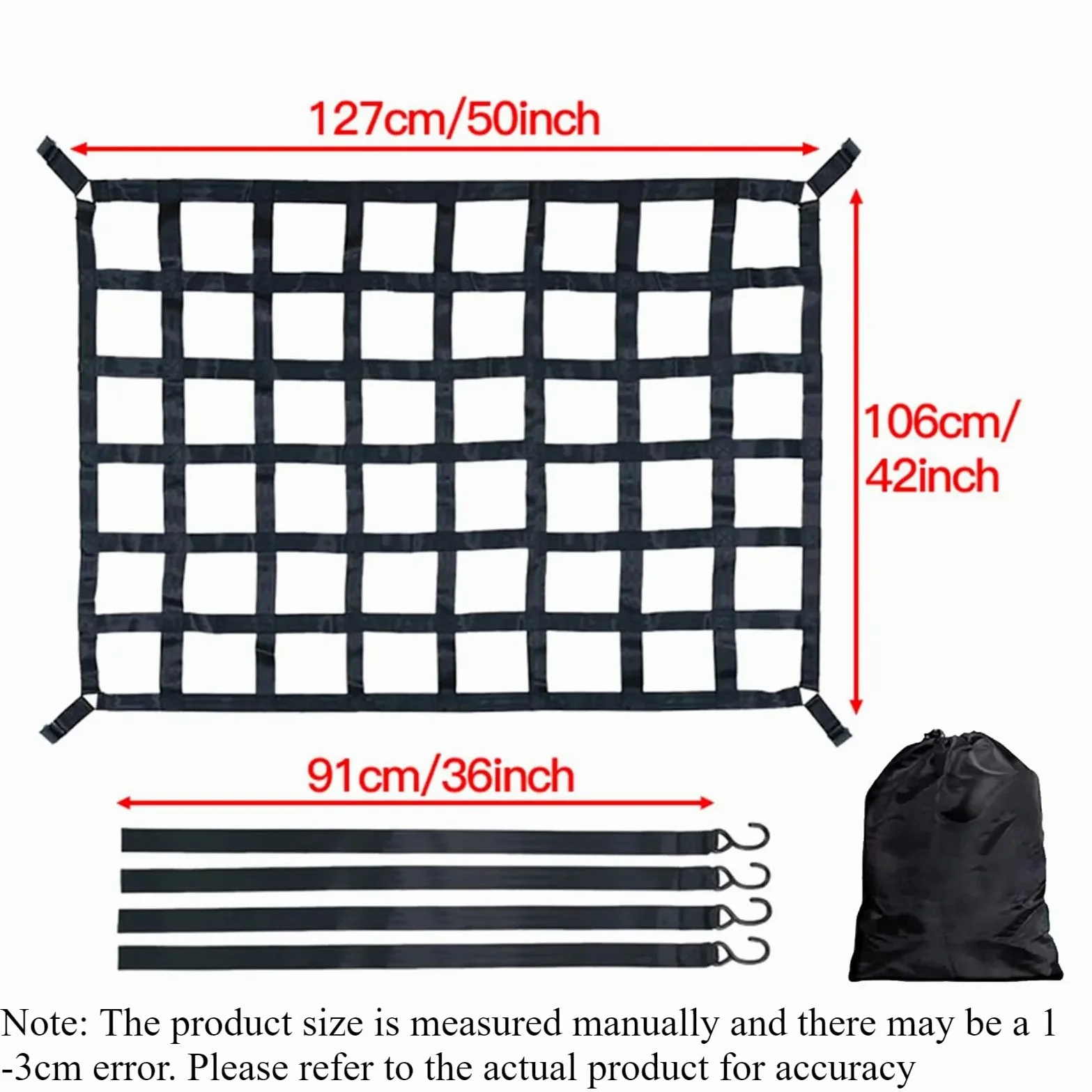 Red Maletero de Coche Heavy Cargo Net Truck Trunk Roof Network Card For Trailer Luggage Exterior Accessories | S