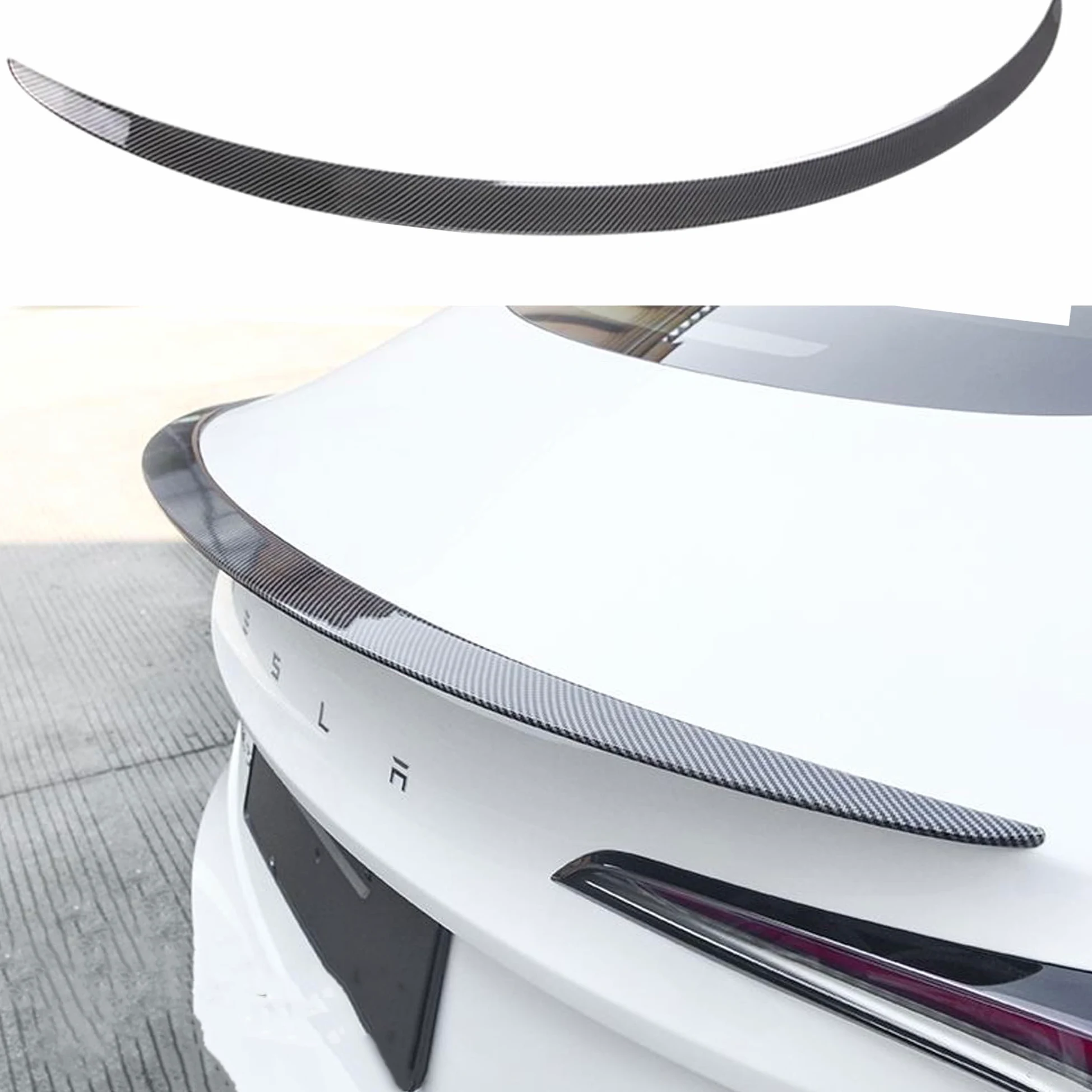 Alerón Trasero para Tesla Model 3 Highland Performance Spoiler Original Trunk Wing ABS 2024 2025 2026 Model 3 Highland Accesorios (Fibra de Carbono Brillante)