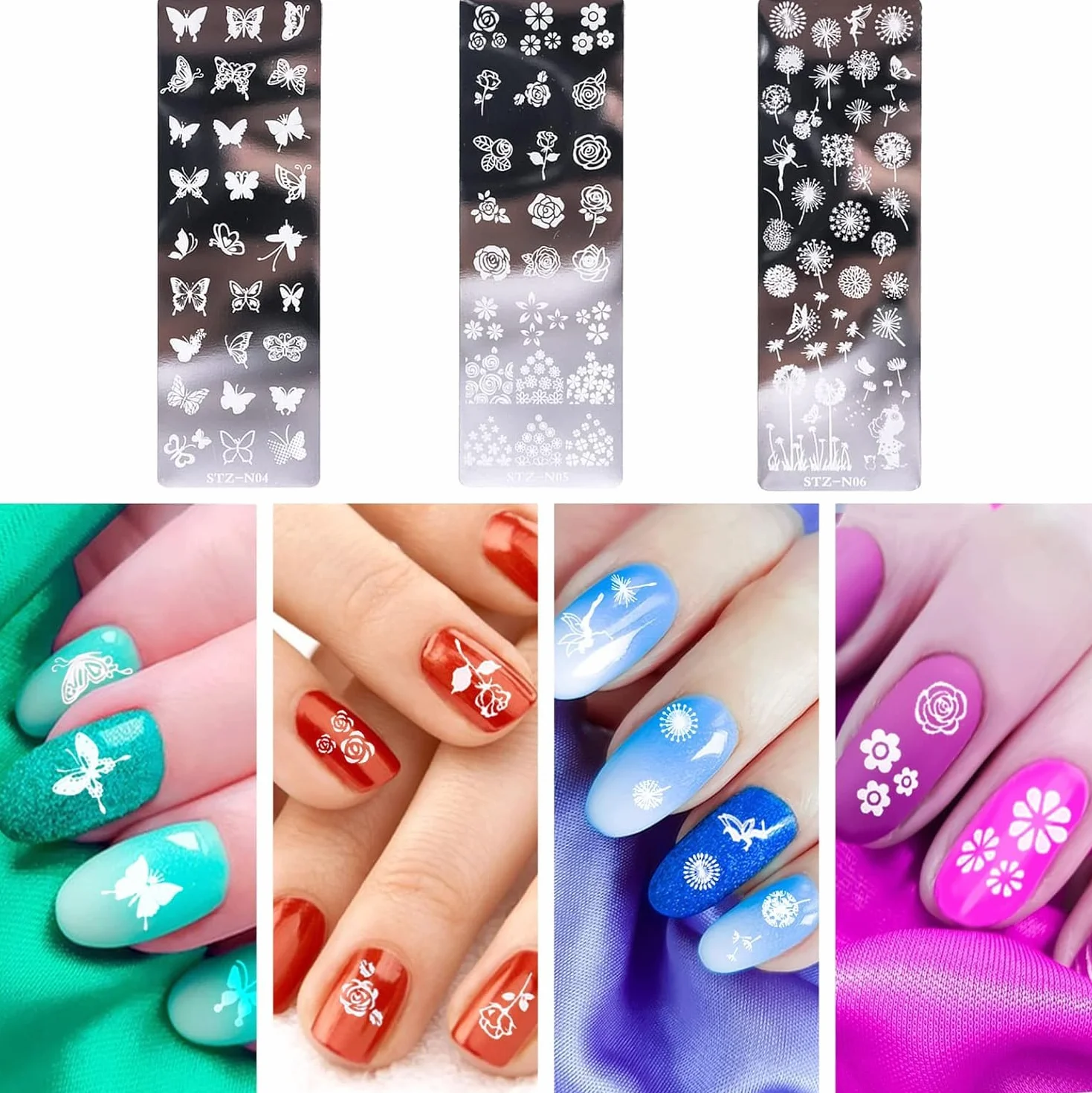 Kit de Estampado de Uñas 8 Pcs Placas Estampacion Stamping Uñas