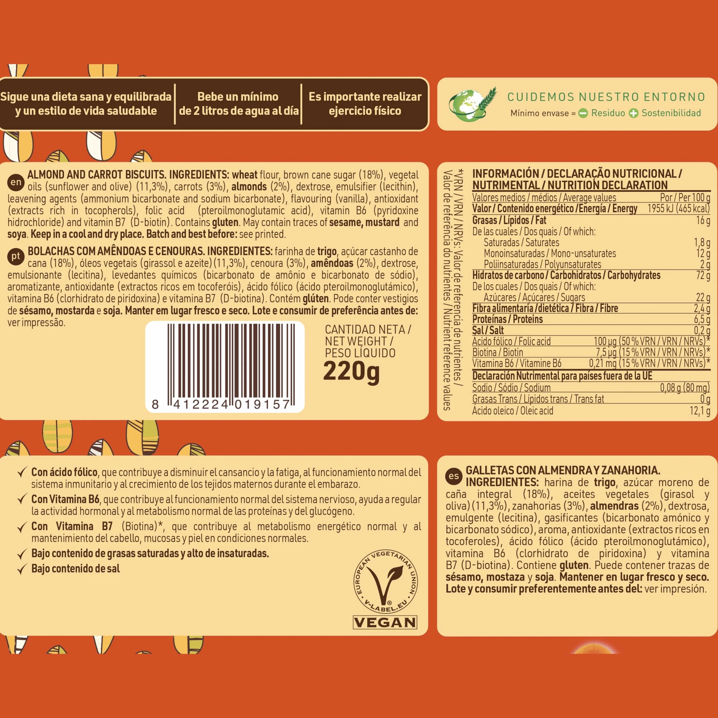 DIAT Radisson Galletas con Almendras y Zanahoria Veganas Bajas en Sal Multivitaminadas