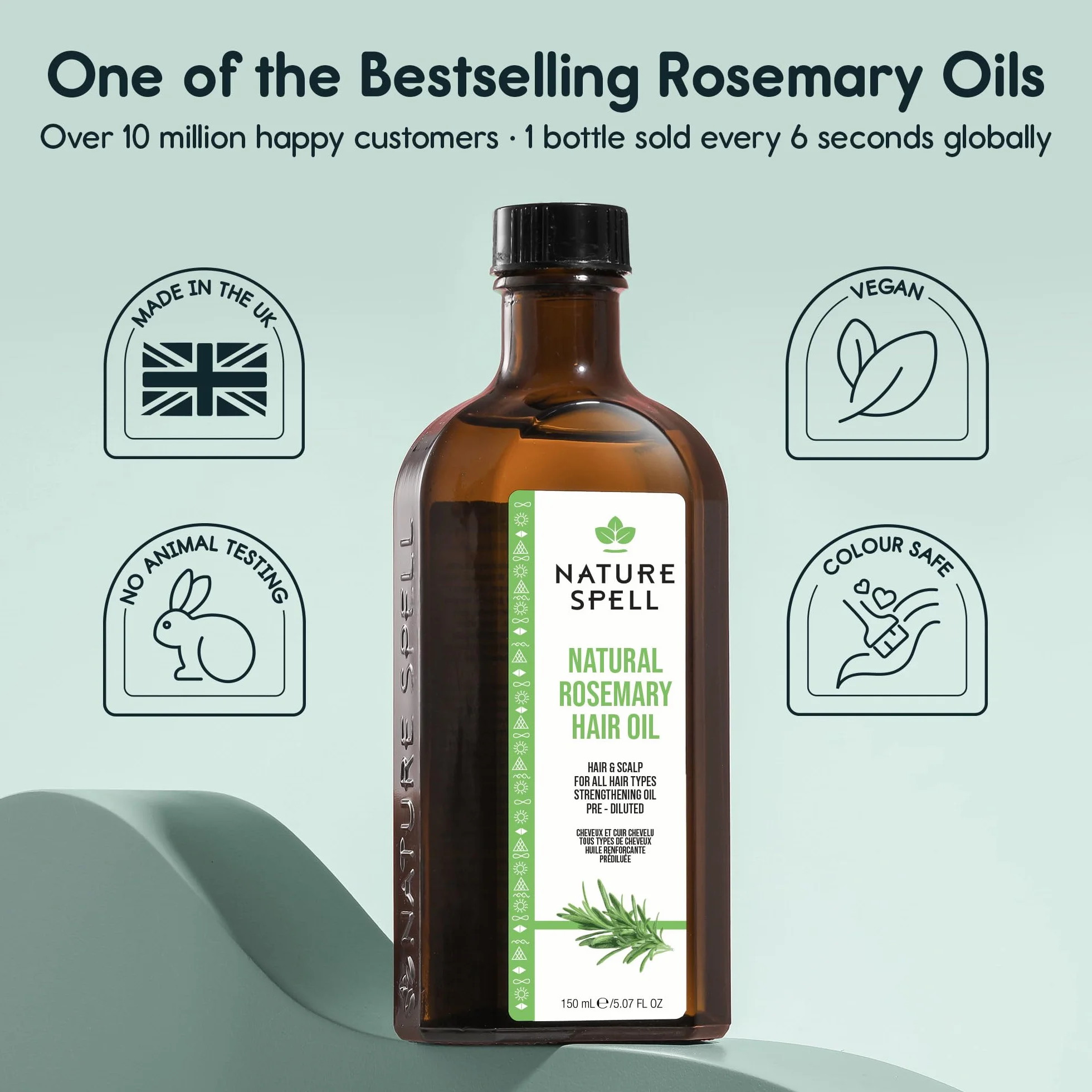 Nature Spell Aceite de Romero para Crecimiento Capilar con Aplicador de Peine, 150 ml
