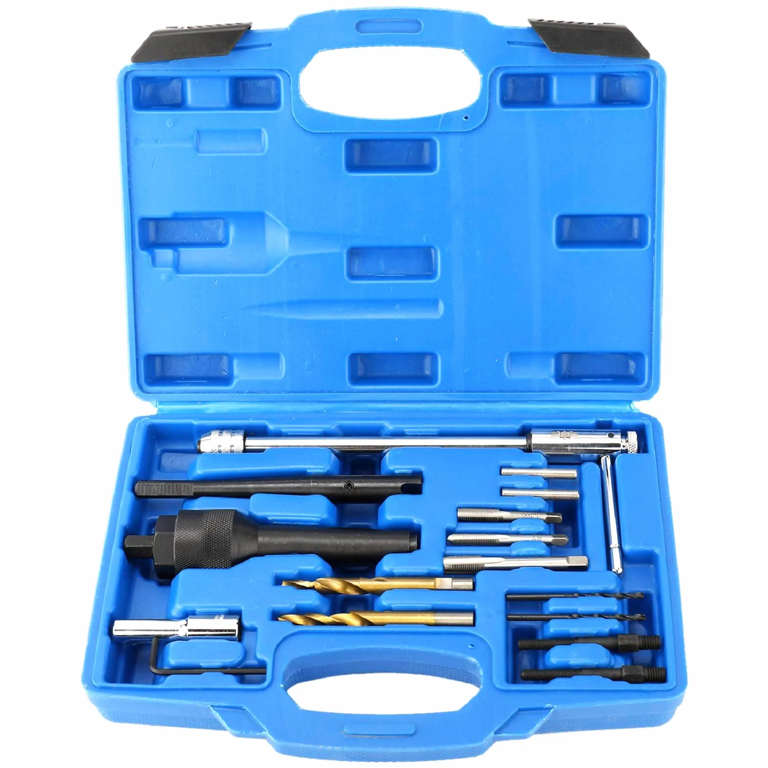 FreeTec 16 pzas Extractor Bujías Incandescentes, M8 M10 Herramienta Desmontaje Bujías de Incandescente Rotas, Kit Reparación Llave Rosca Bujía Incandescencia para VW Mercedes Opel CDI
