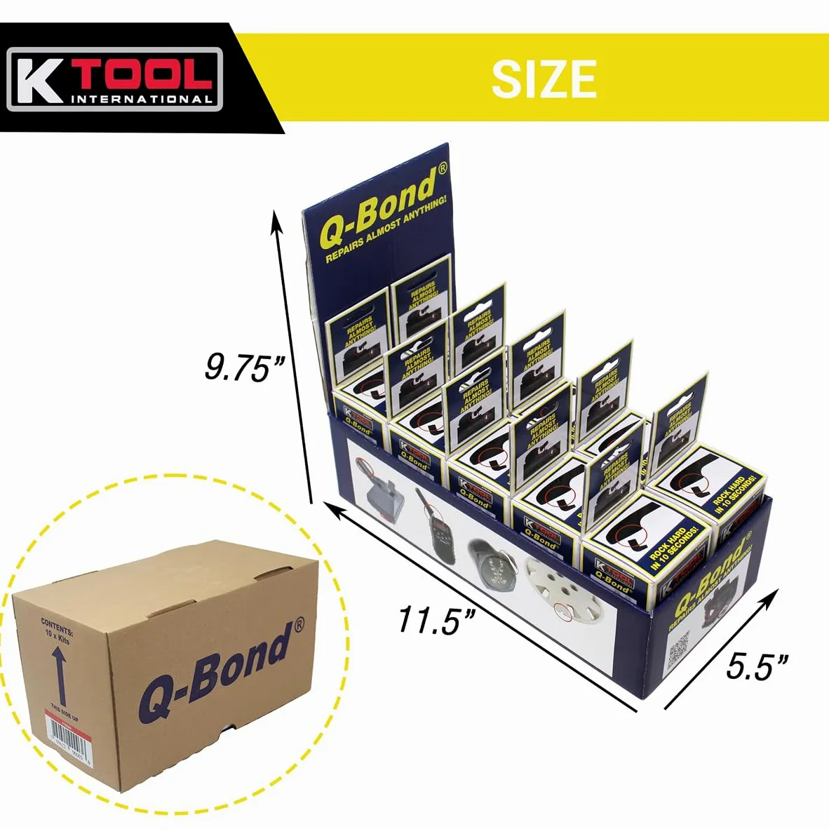 K-Tool Corporation Q-Bond - Kit de adhesivos (10 unidades, con pantalla)