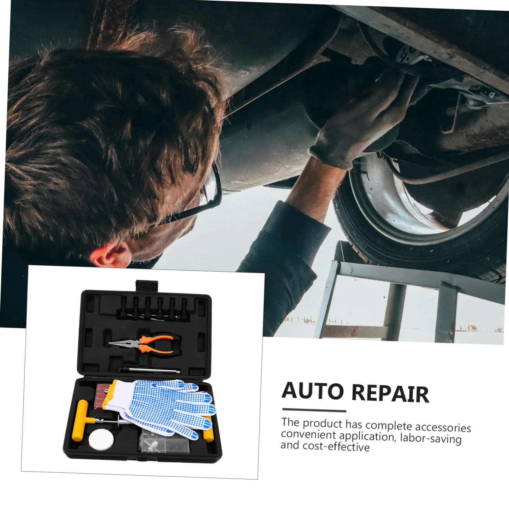 MAGICLULU Kit de Reparación de Neumáticos para Coche y Motocicleta, 100 Piezas, Acero y Goma, Portátil para Reparación Rápida Lugar | Herramientas de Acero, Goma, Aleación de Aluminio y Plástico, Uso en Coche, Reparación Rápida
