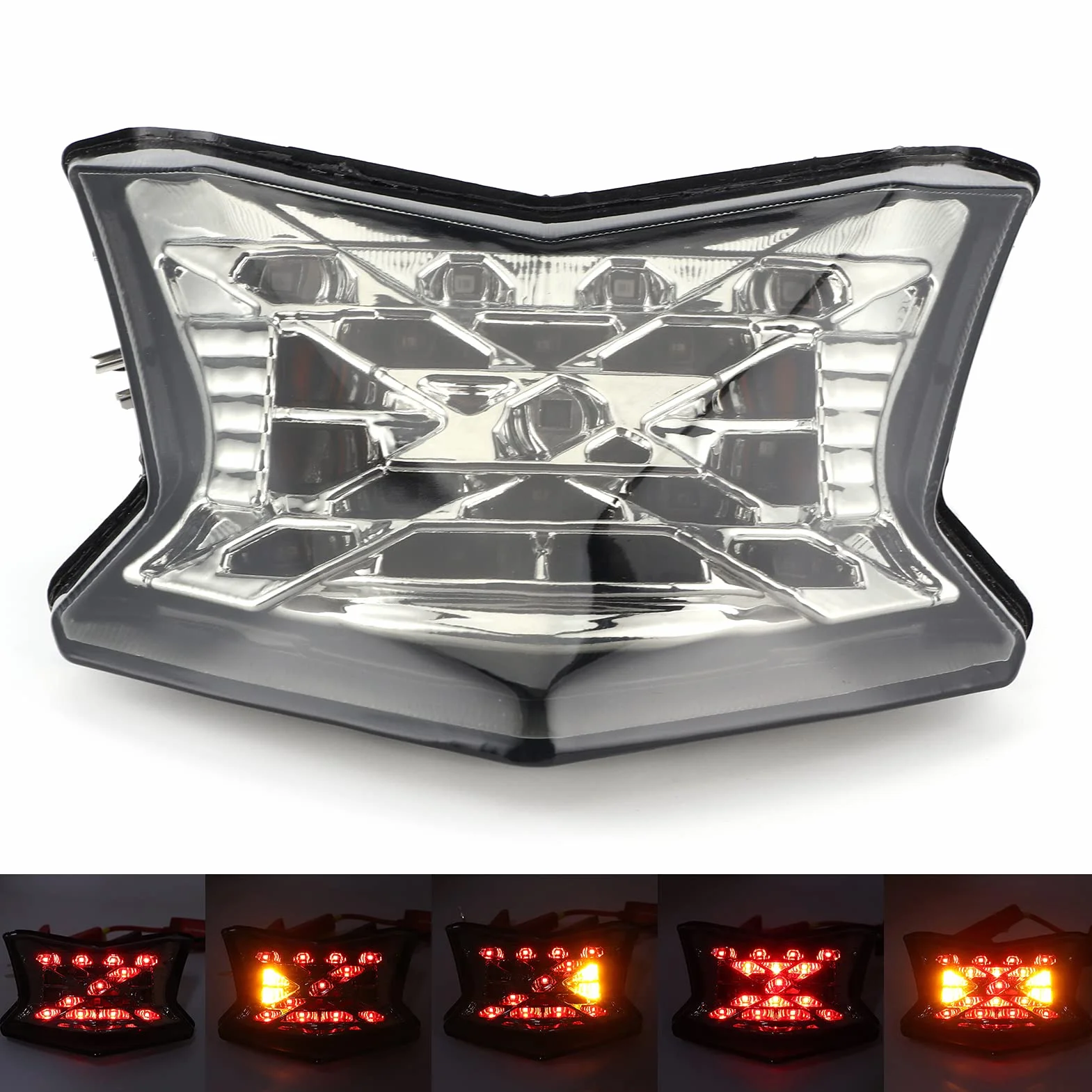 Montaje de luz trasera LED para motocicleta, lente transparente compatible con Kawasaki Z900/Z650/Ninja 650 2017 2018 2019