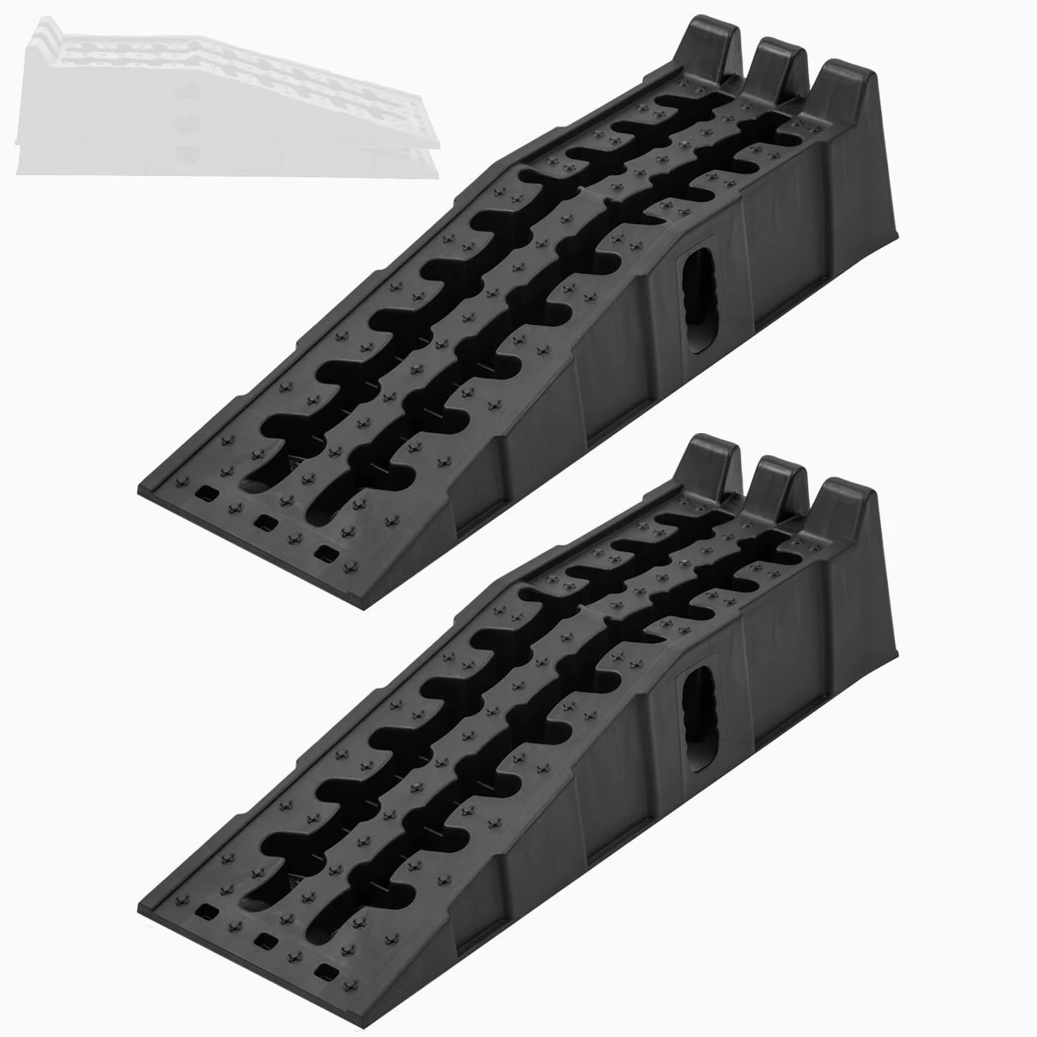 KATSU Tools 2 Piezas Rampas de Plástico para Coche, Apilables, 5 Ton Capacidad, Rampas de Garaje Resistentes para Caravana Camping Auto Taller Servicio de Coche 161934