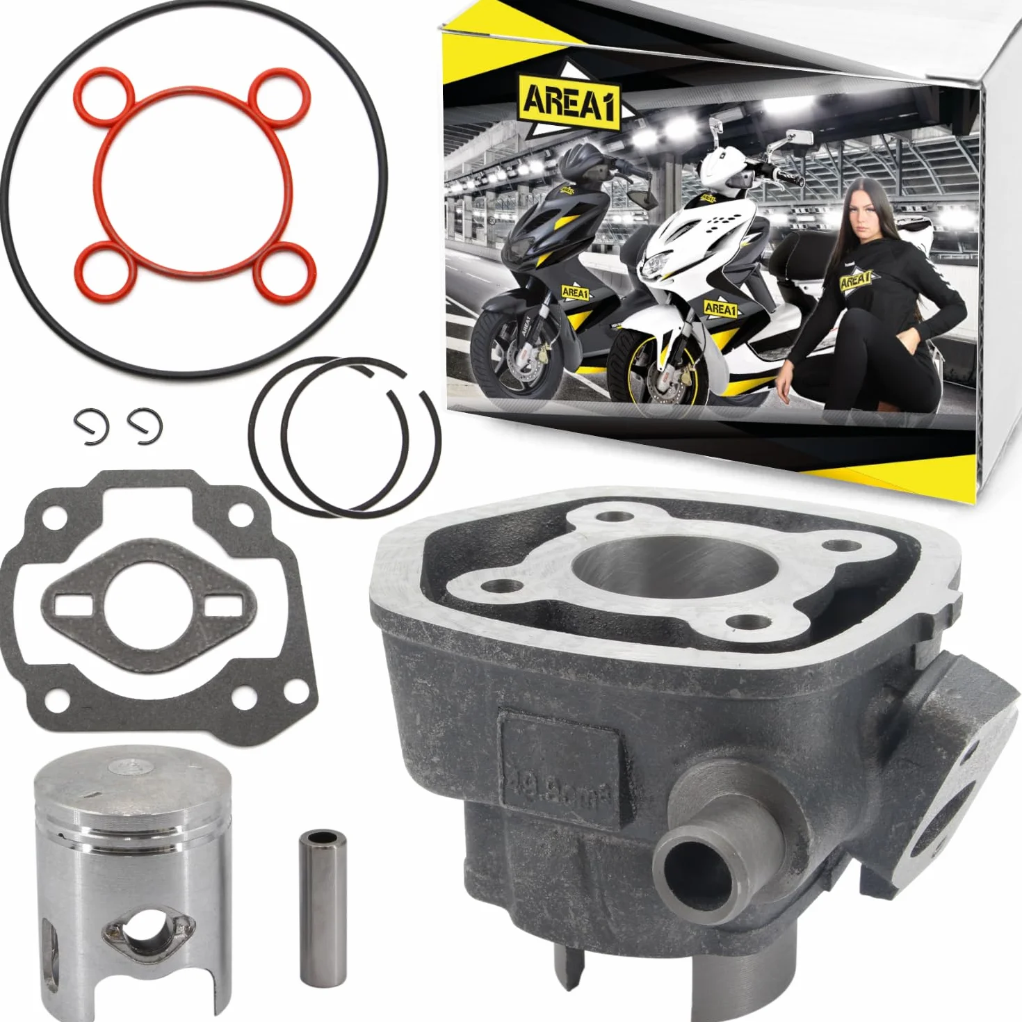 Cilindro de repuesto 50 ccm 2 tiempos Minarelli Motor LC (refrigerado por agua) compatible con Magnet RS, Crogen RS, Aerox 50 03-12 SA14, Aerox 50-98 5BR, Aerox Naked 50 2T 13- SA424