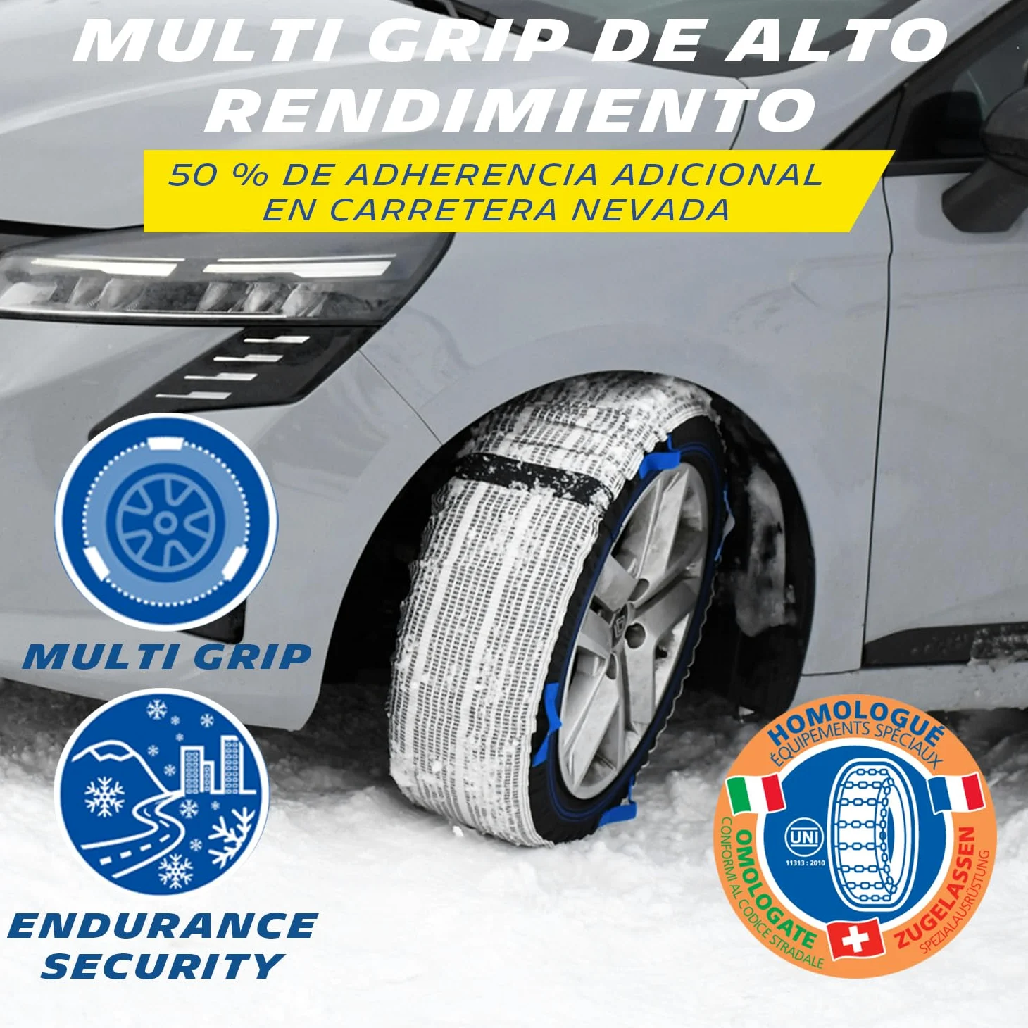 MICHELIN 008419 SOS GRIP Cadenas de nieve textiles Coche, Fundas de nieve para neumáticos EVO 9