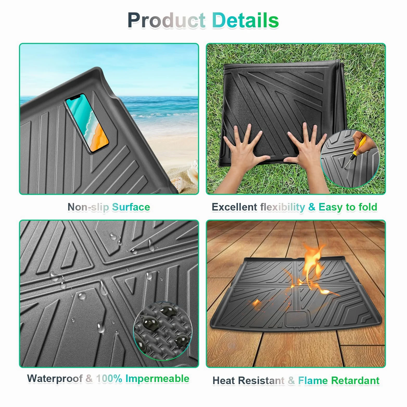 GAFAT Compatible con VW Tiguan 3 2024 2025 2026 Alfombrillas para Maletero, Fácil de Plegar, Alfombras de Goma TPE para Todo Tipo Climas, Borde Alto 3D Escaneo, Multifunción, Ti-guan 3 Accesorios
