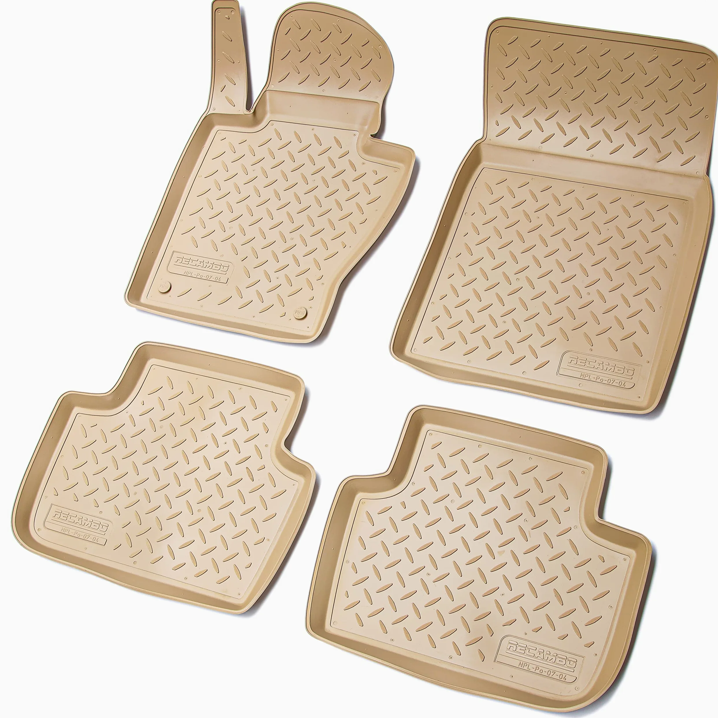 Recambo Alfombrillas de goma 3D compatibles con BMW X3 E83 | año de fabricación 2003 2010 | alfombrillas de goma para coche | ajuste perfecto | con borde | beige