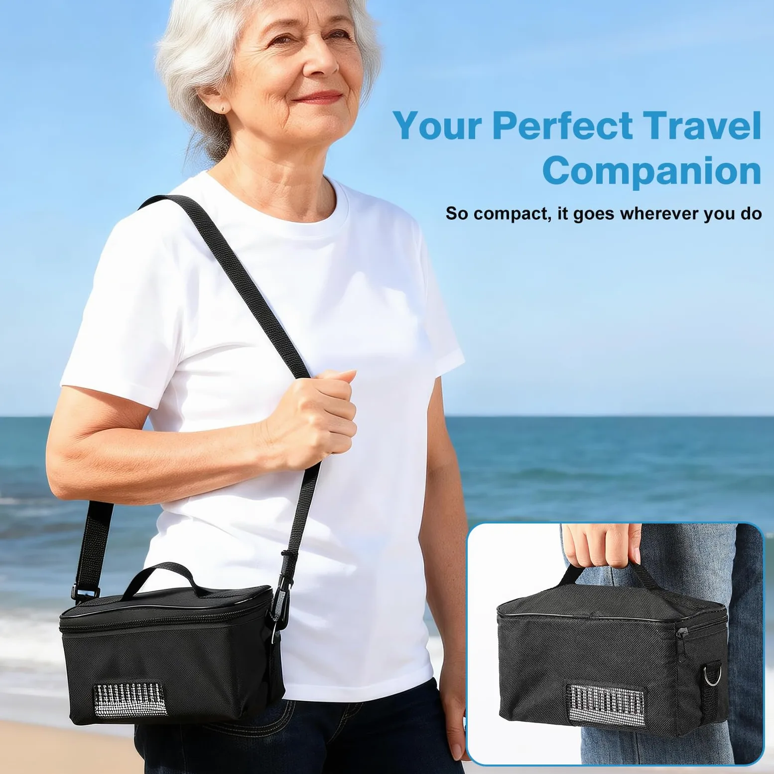 Funda de viaje portátil para enfriador de insulina con termostato digital, cumple con la FAA | Estable de 0 a 18 °C, capacidad para 3-6 bolígrafos, batería larga, coche/pared/USB, LCD fácil.