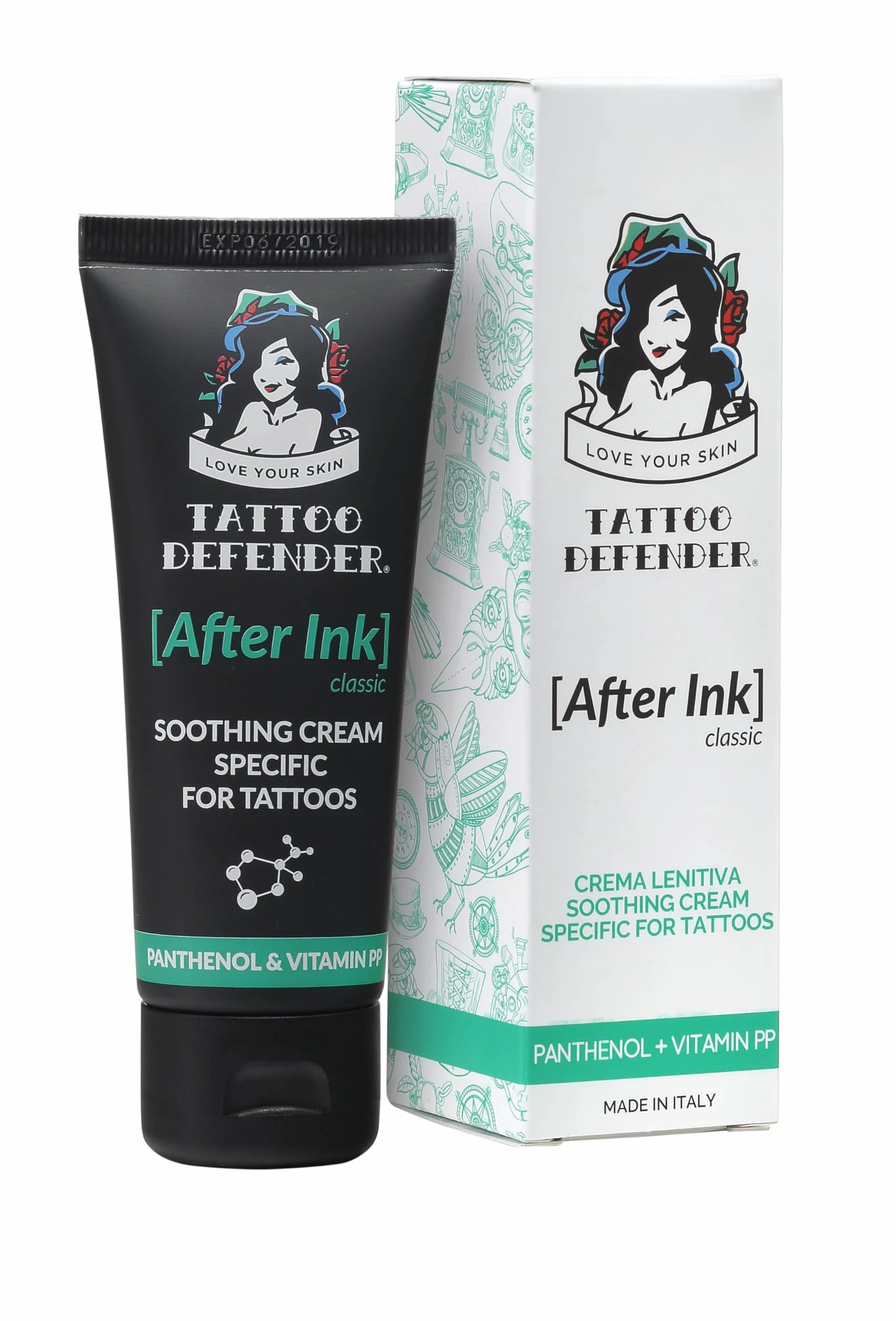 Tattoo Defender After Ink Classic 50 ml Crema Calmante y Hidratante para Tatuajes con Ácido Hialurónico