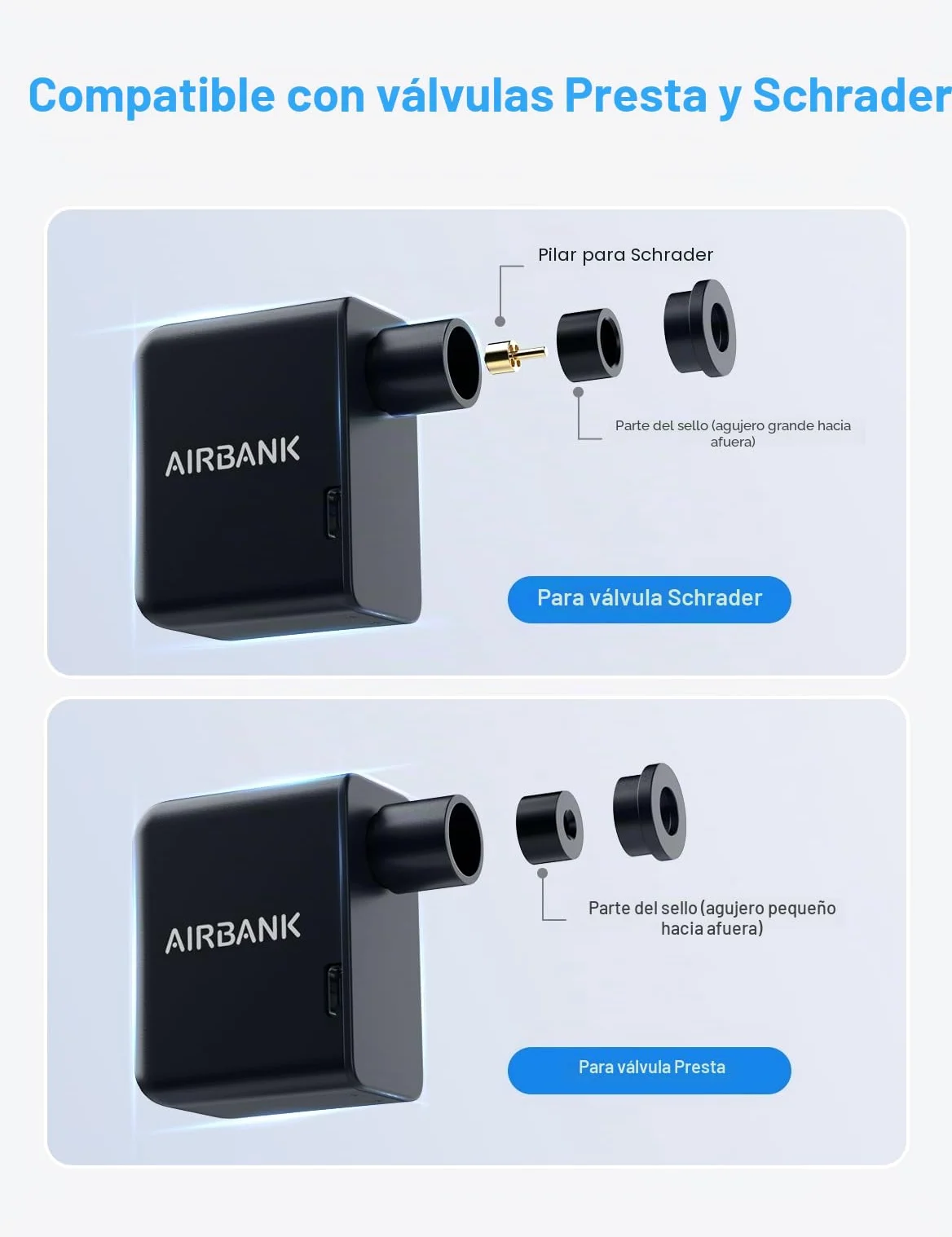 AIRBANK Bomba de Aire de Pocket para Bicicleta, Bomba eléctrica de Bicicleta, Mini compresor de batería, 97 Gramos, 100 PSI, pequeña Bomba de Bicicleta, para Todas Las Bicicletas
