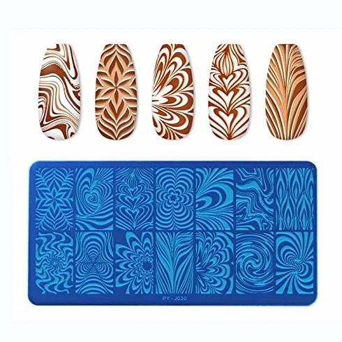 Mwoot Nail Art Stamping Plates 3 pcs Geometry Lines for Salon Home