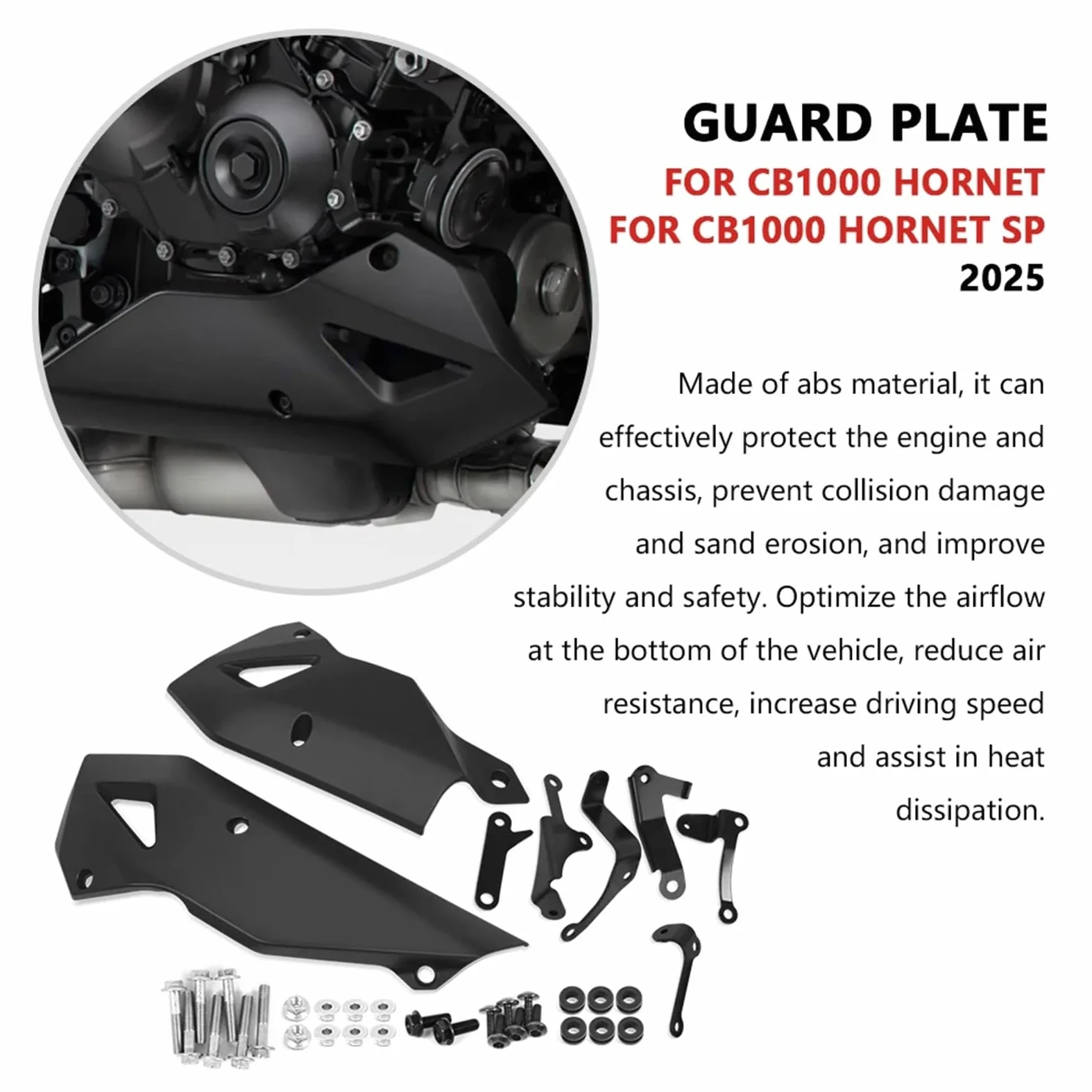 Compatible con CB1000 Hornet 2025 CB 1000 SP, Placa Protectora de chasis Motocicleta, Motor Deflector Aire Moto Carenado Deflector de Viento