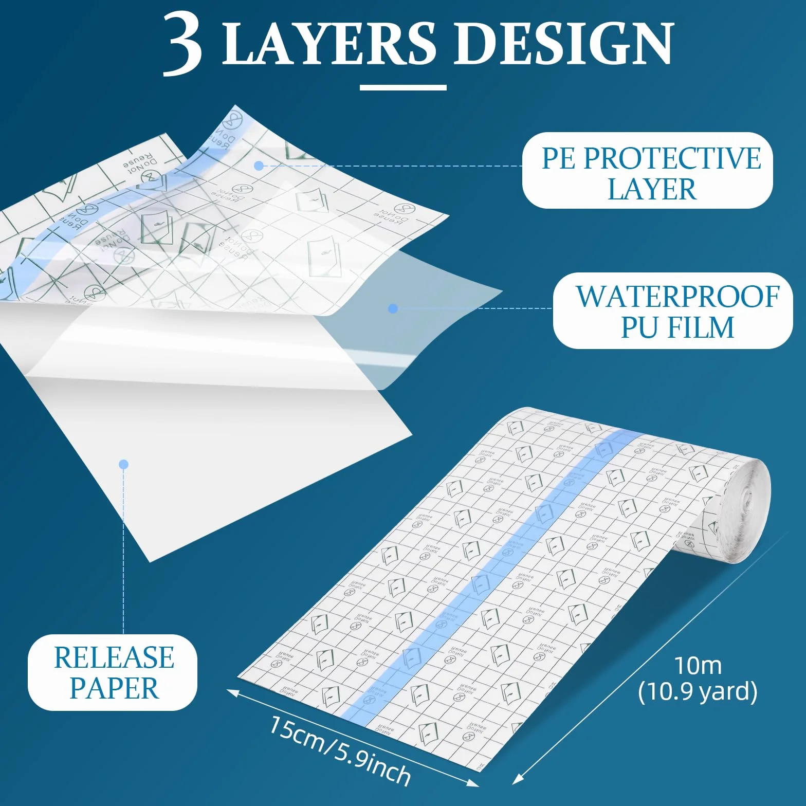 Vendaje adhesivo curativo impermeable transparente 10 m para tatuaje