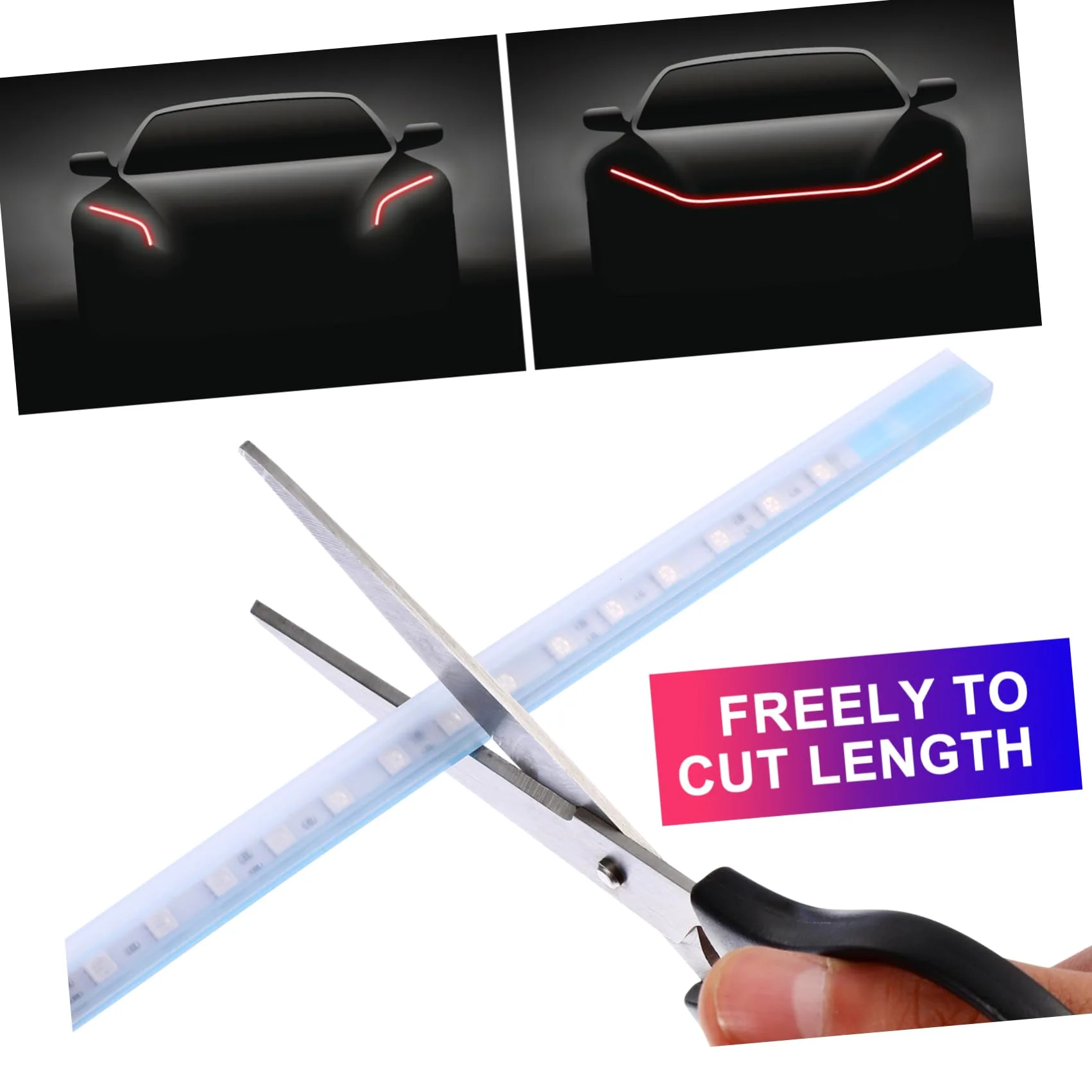 Tira de Luces LED Rgb para Capó de Coche 180cm de Silicona | Control por Aplicación, Color Cambiante, para Conducción Nocturna, Instalación Sencilla