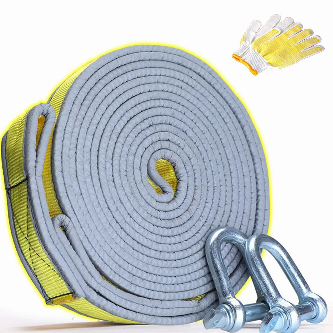 Coche Cuerda de Remolque, con 2 Ganchos de Seguridad y Guantes, Cuerda de Remolque de Alta Resistencia, Cuerda de Nylon de Alta Densidad, Engrosada 3 Capas (Size : 6m/10t)