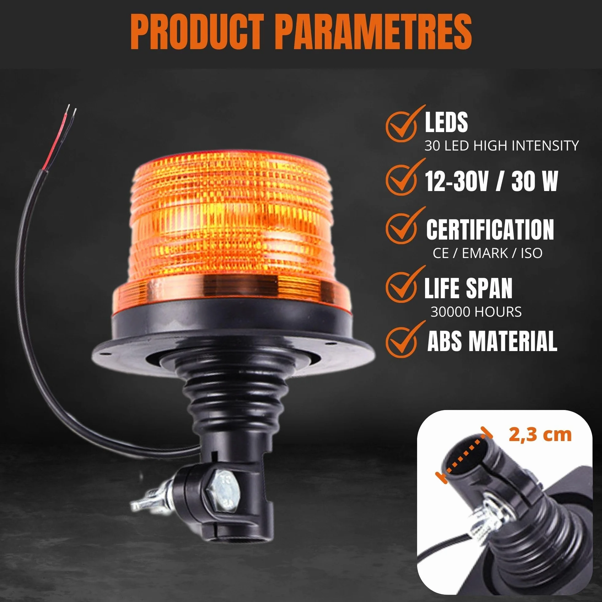 LED Luz Rotativa Tractores Vehículos Agrícolas DC10-30V