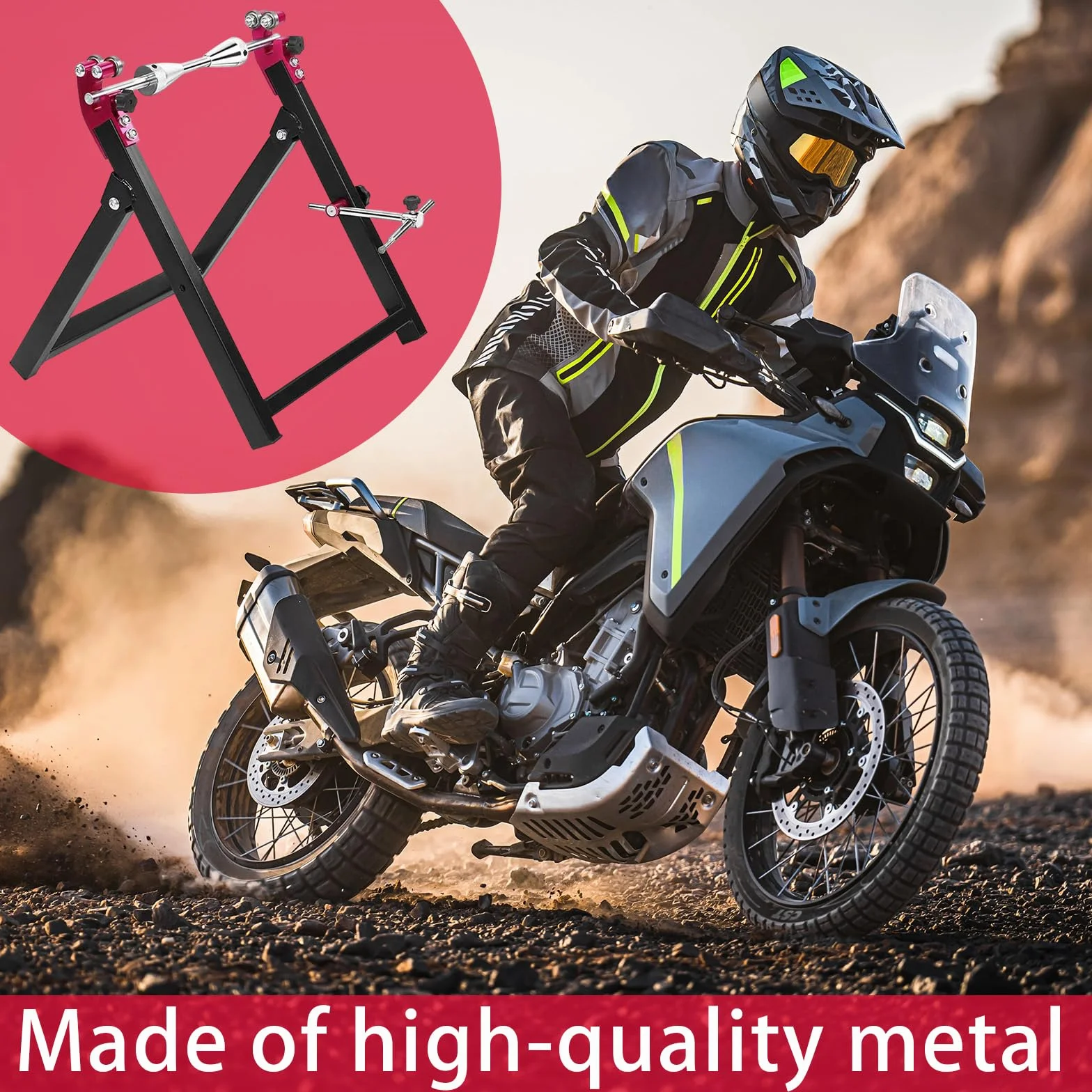 Balanceadora de Neumáticos, Soporte de Equilibrio de 34,2 * 37,2 * 39 cm para Ruedas de Motocicleta con Accesorios de Instalación, Soporte de Centrado de Hecho para Neumáticos de 5 * 23 Pulgadas