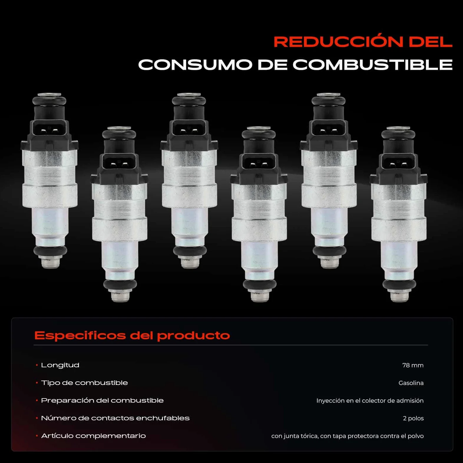 Frankberg 6 válvulas de inyección de gasolina de 2 Polos E4FZ9F593B | Compatible con: Serie 7 E23, Serie 6 E24, Serie 5 E28, 924, Serie 5 E34, 944, Serie 3 E30, Serie 3 Convertible E30