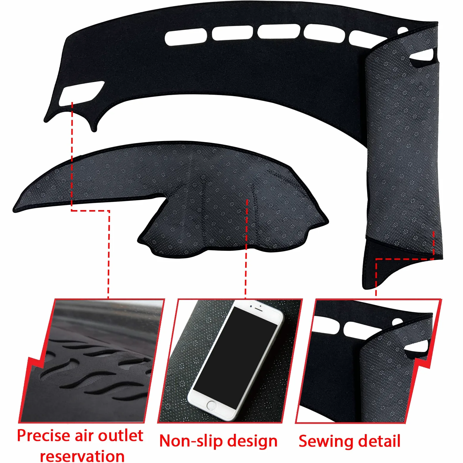 Alfombrilla Antideslizante para salpicadero Compatible con Mazda 3 2010 2011 2012 2013 Protector Solar (Borde Negro)