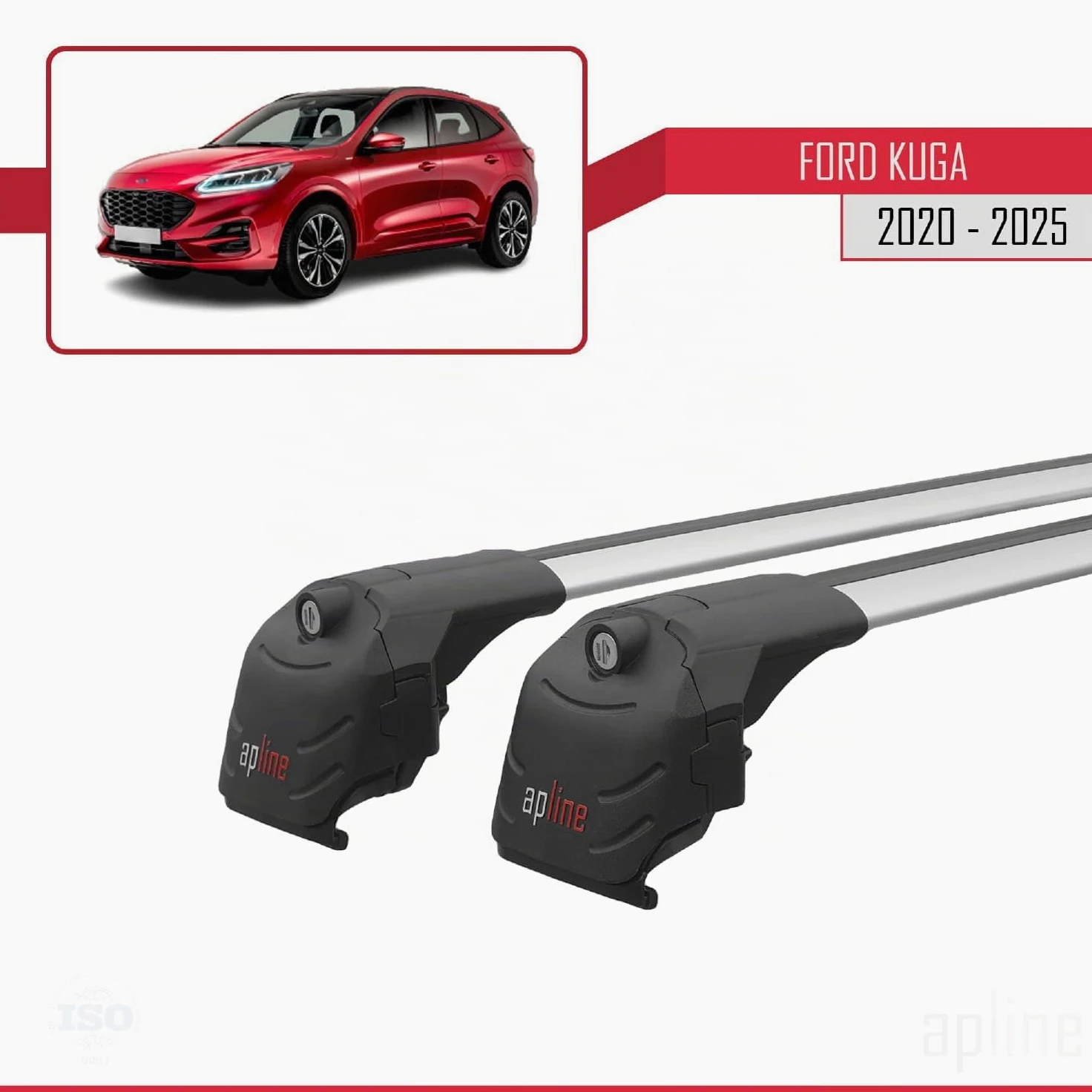 Compatible con Ford Kuga 3 (CX482) 2020-2026 Modelo Ace-2 Barra de Techo Auto Portaequipajes Barras Transversales Gris Aluminio 2 Barras