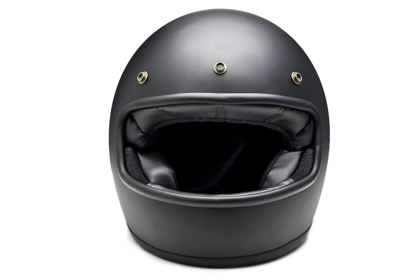IGUANA CUSTOM - Casco integral de estilo retro EL VILLANO negro mate con corchetes para pantalla, HOMOLOGADO y con el estilo perfecto para cafe racer, bobber, chopper, clasicas. (S)
