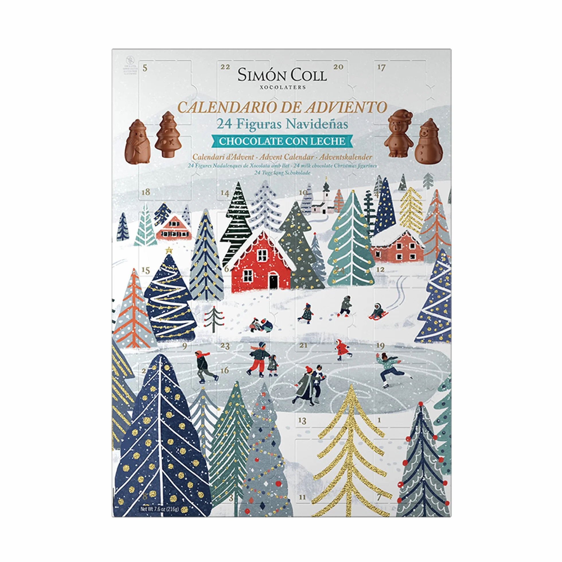 Simón Coll Calendario de Adviento Chocolate con Leche Figuras 3D 216gr 24 Chocolatinas