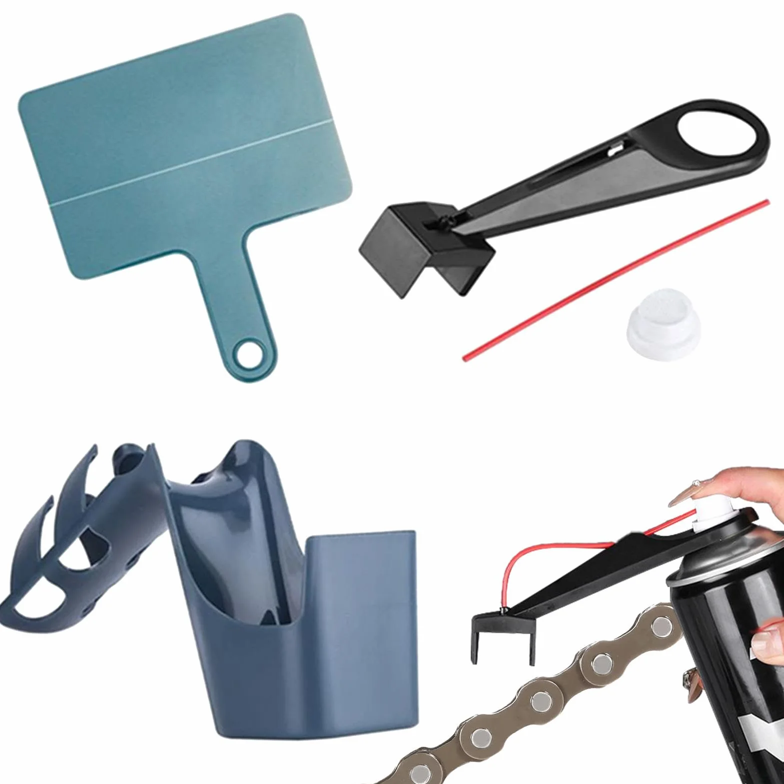 Herramienta engrasadora de cadena, aplicador de lubricante de cadena, kit de protección contra salpicaduras, desviador de aceite con protector
