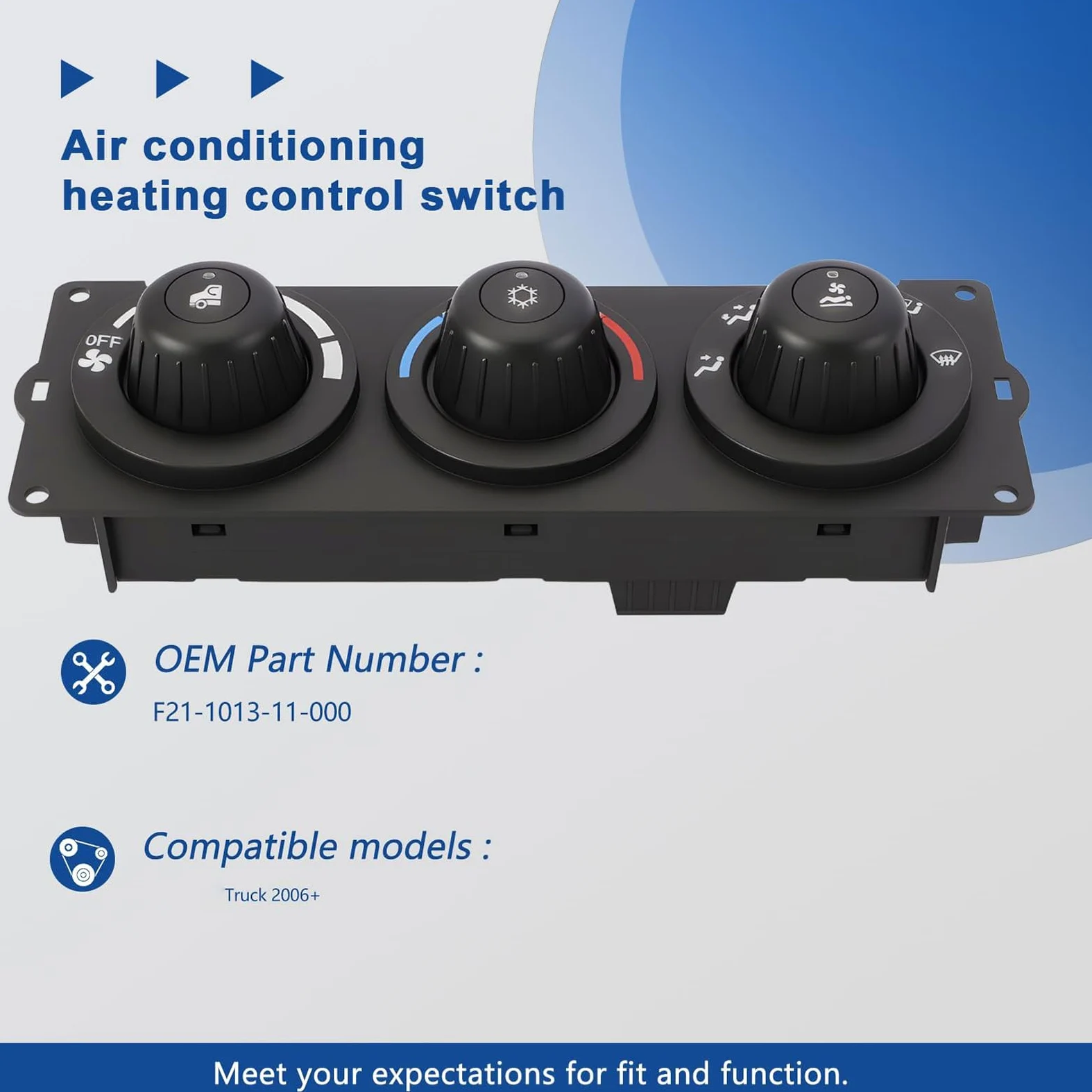 Panel de control de calefacción de aire acondicionado HVAC para camiones T600 T800 de los modelos 2006 a 2025 1013-11-000 componente HVAC