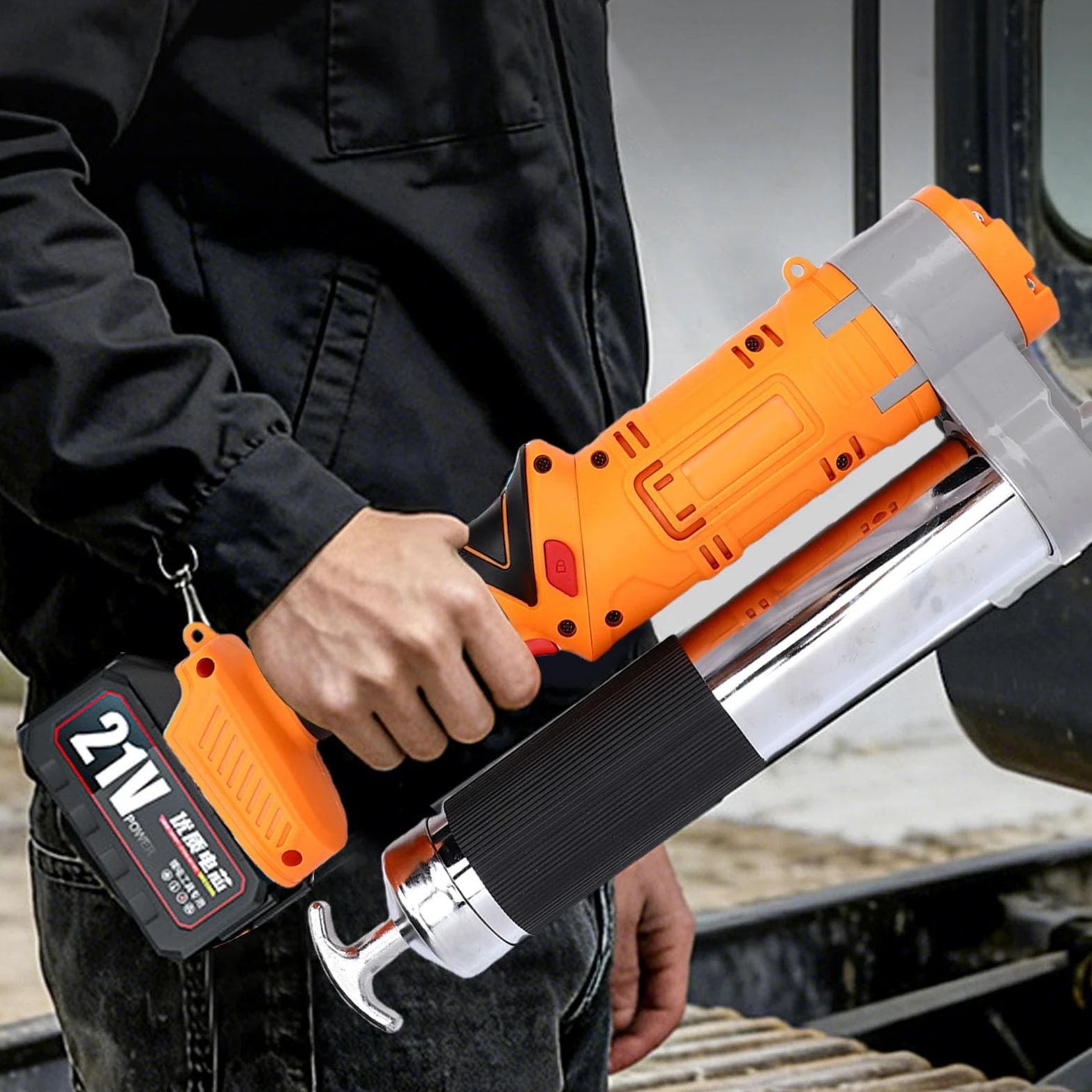 Pistola de Engrase Eléctrica Inalámbrica, Bomba Lubricante de Alta Presión para Uso Industrial Automotriz Agrícola, Manguera de 100cm
